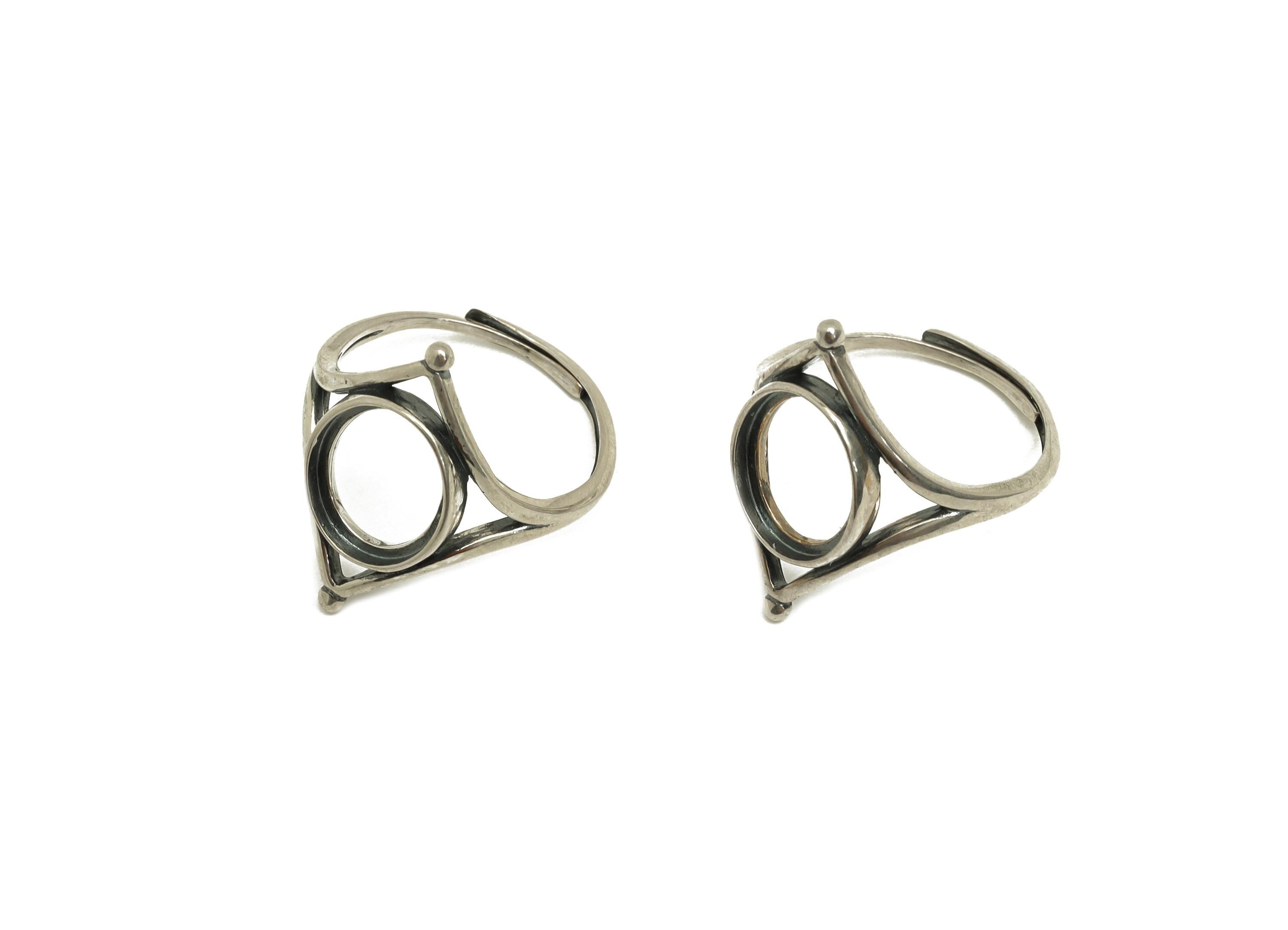 10X12mm Adjustable Oval Ring Setting - Diamond Adjustable Ring - Hoop Rhombic Ring - For Jewelry - 925 Silver Sterling Silver - RGP7391 - DOMEDBAZAAR