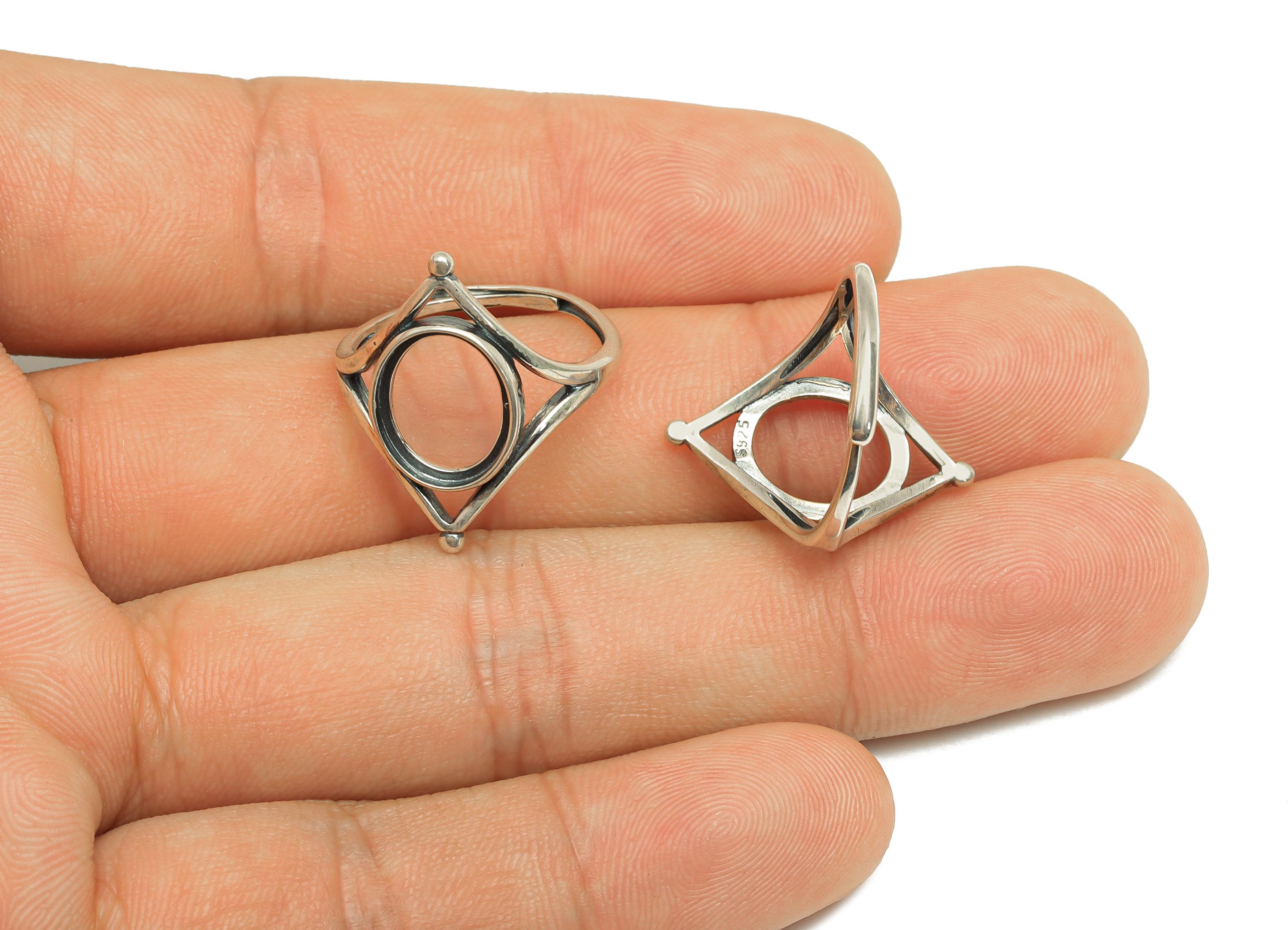10X12mm Adjustable Oval Ring Setting - Diamond Adjustable Ring - Hoop Rhombic Ring - For Jewelry - 925 Silver Sterling Silver - RGP7391 - DOMEDBAZAAR