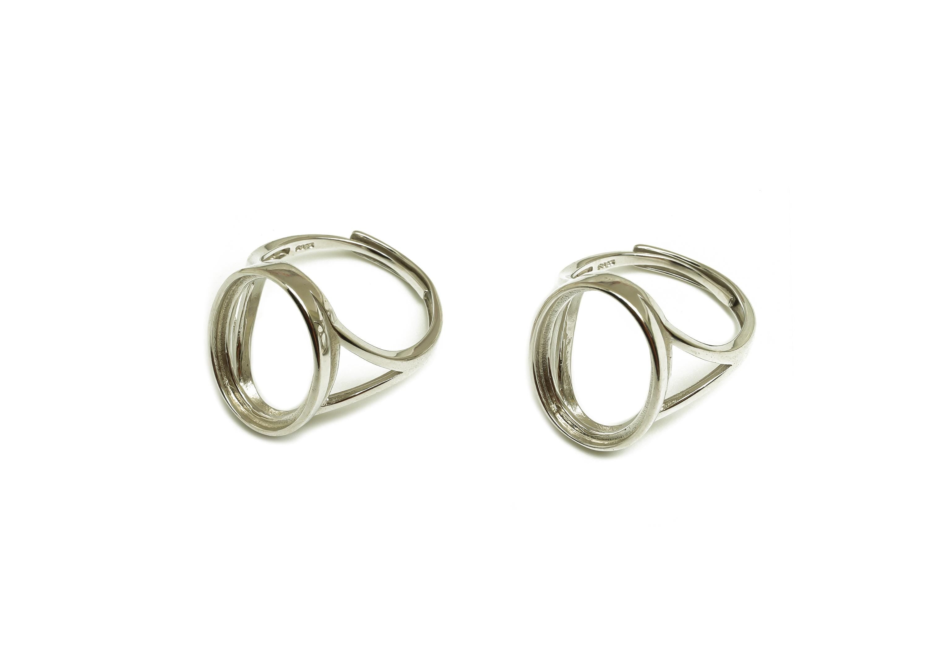 14x19mm Adjustable Oval Ring Setting - Silver Geometry Adjustable Ring - Hoop Silver Ring - For Jewelry - 925 Silver Sterling - RGP7423 - DOMEDBAZAAR