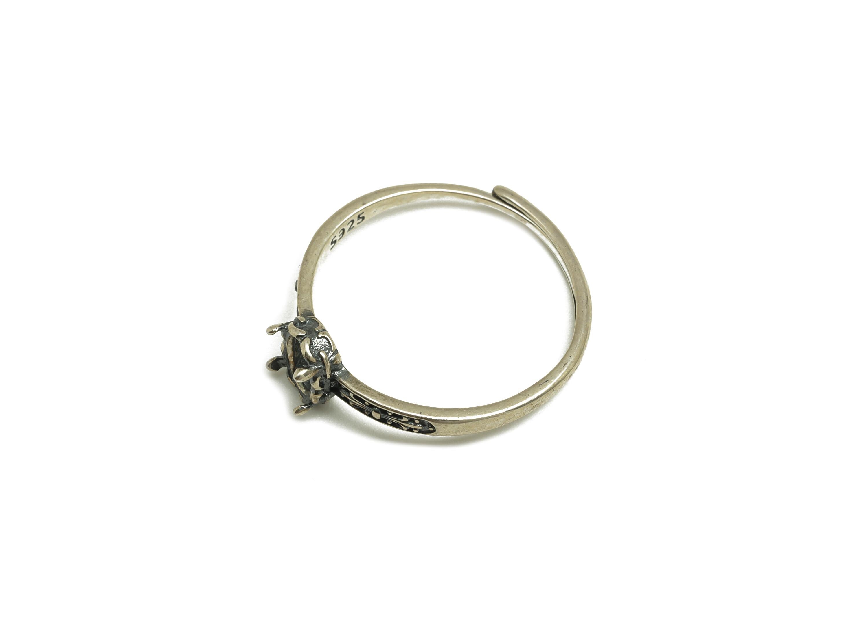 4x6mm Adjustable Oval Ring Setting - Vintage Adjustable Rings - Hoop Silver Adjustable Ring - For Jewelry - 925 Silver Sterling - RGP7409 - DOMEDBAZAAR