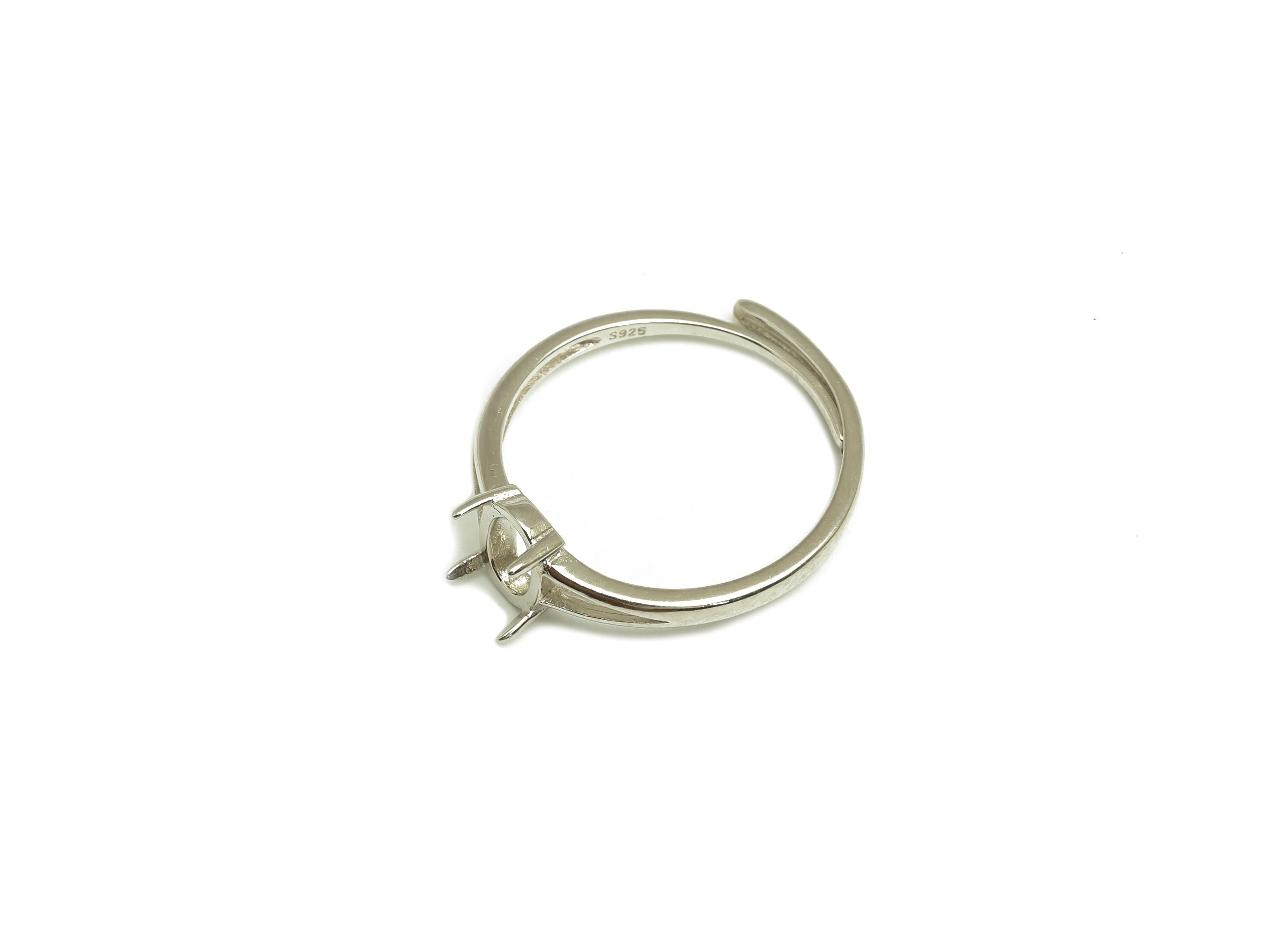 5x7mm Adjustable Oval Ring Setting - 4 Prong setting - Silver Adjustable Ring - Hoop Ring - For Jewelry - 925 Silver Sterling - RGP7418 - DOMEDBAZAAR