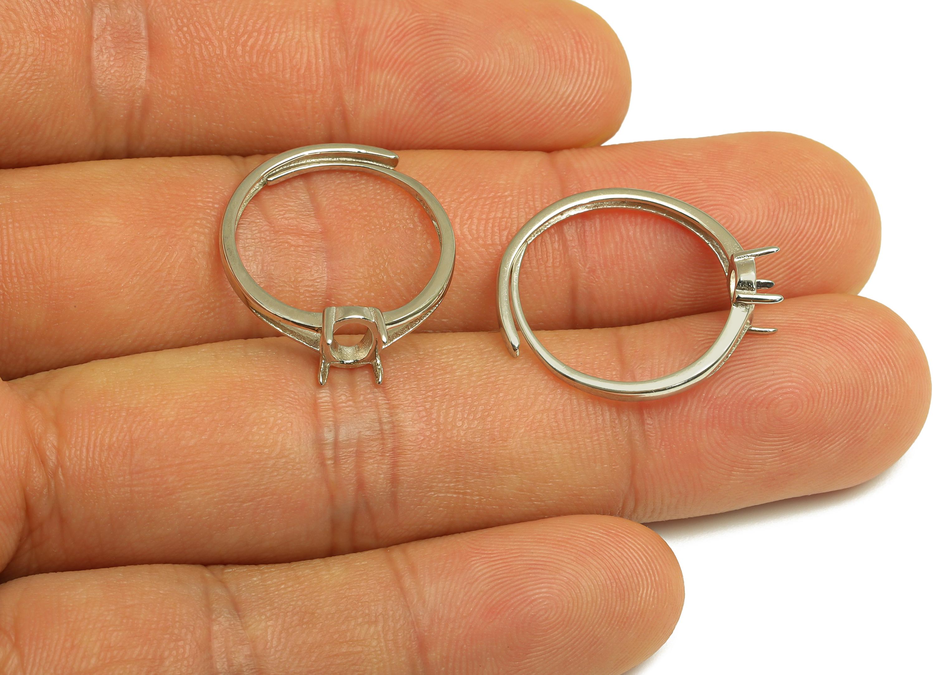 5x7mm Adjustable Oval Ring Setting - 4 Prong setting - Silver Adjustable Ring - Hoop Ring - For Jewelry - 925 Silver Sterling - RGP7418 - DOMEDBAZAAR