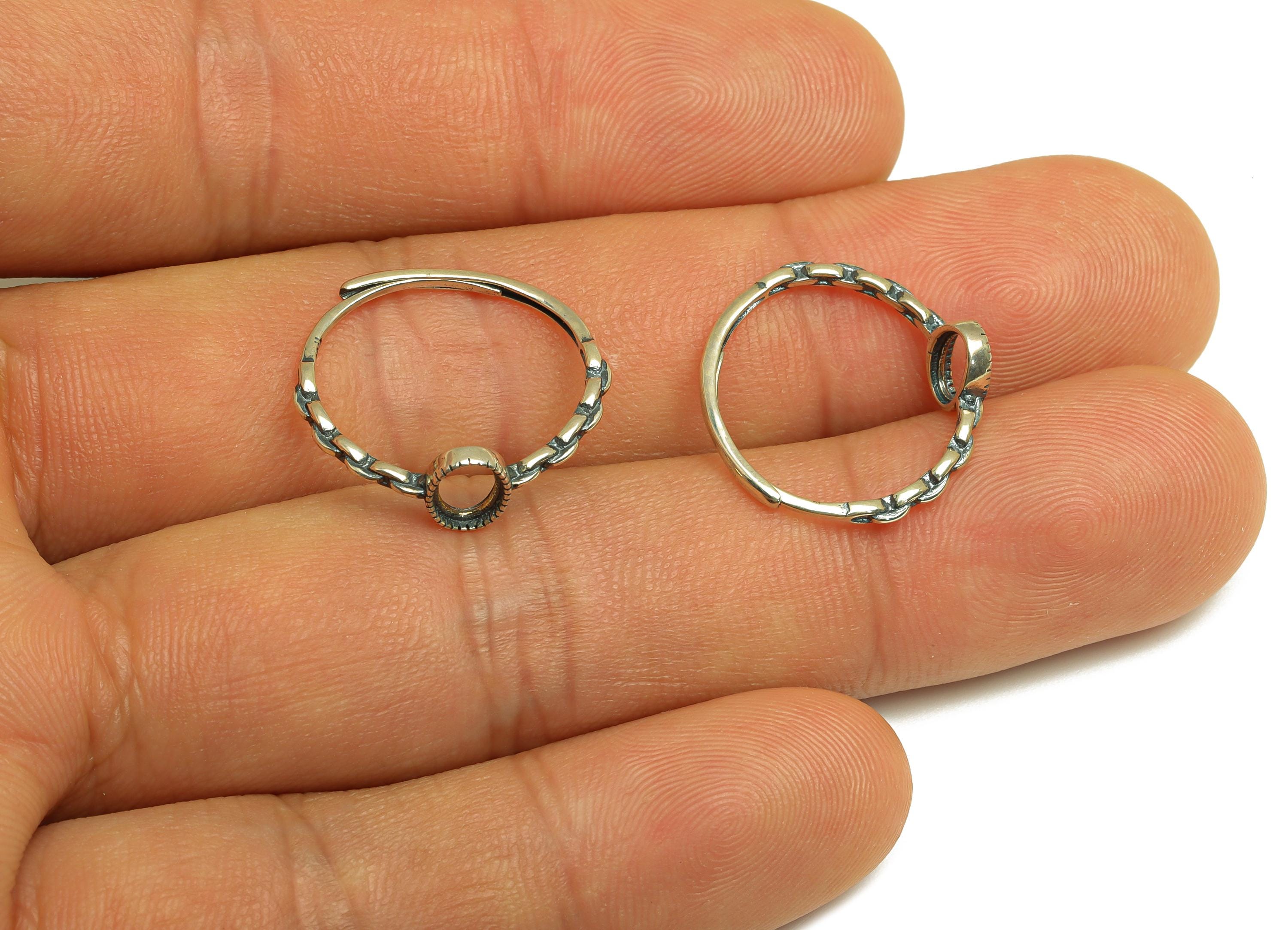 4x6mm Adjustable Oval Ring Setting - Vintage Adjustable Rings - Hoop Chain Adjustable Ring - For Jewelry - 925 Silver Sterling - RGP7417 - DOMEDBAZAAR