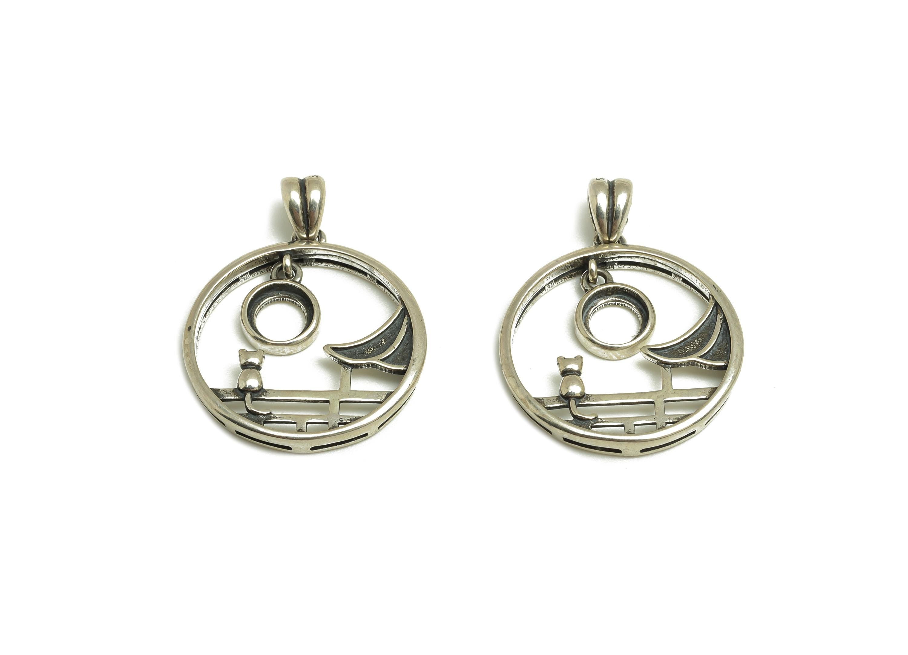 5mm Round Pendant Setting - Cat Pendant Blank - Circle Blank Pendant - Vintage Pendant - 925 Silver Sterling - RGP7444 - DOMEDBAZAAR