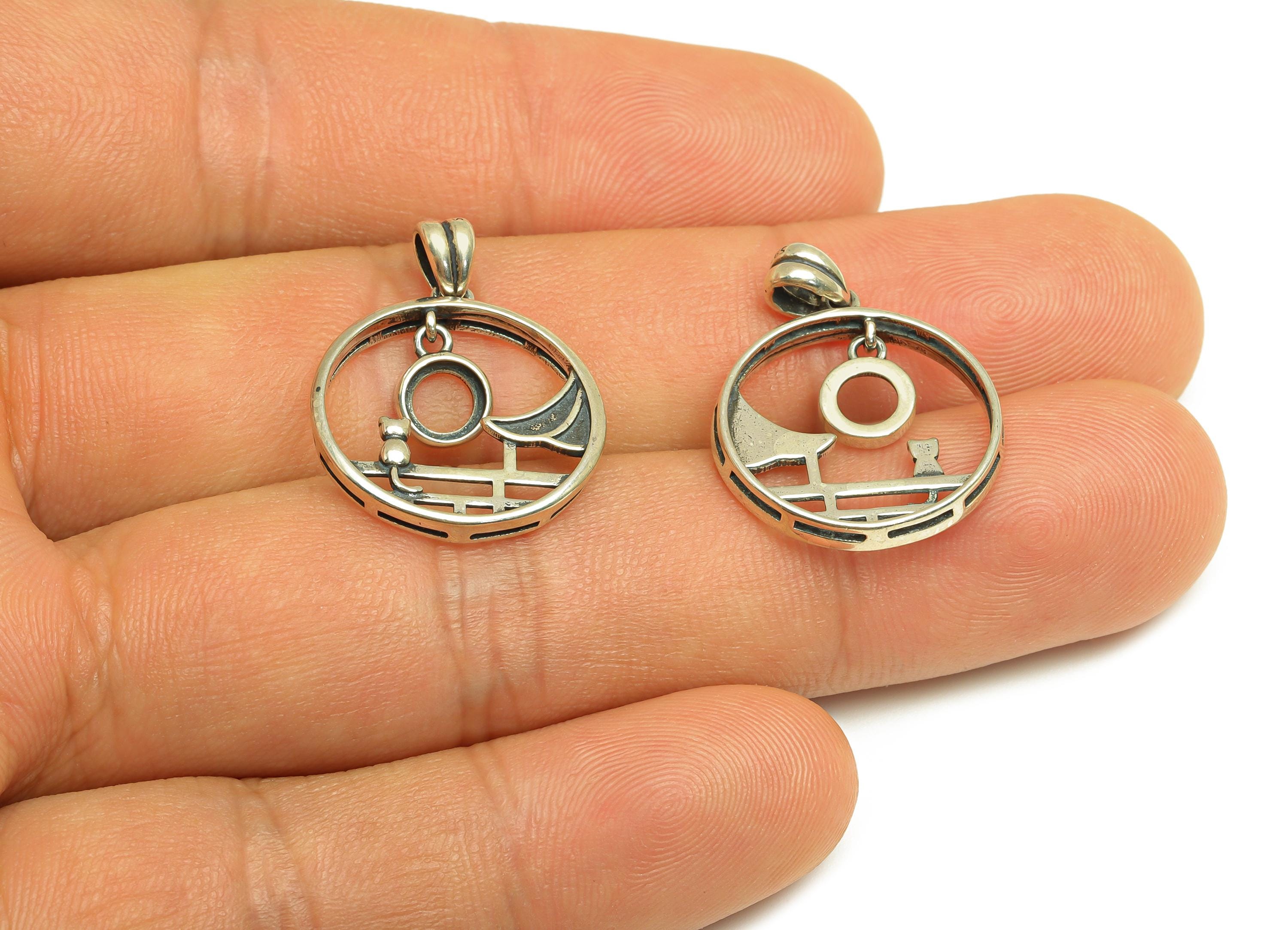 5mm Round Pendant Setting - Cat Pendant Blank - Circle Blank Pendant - Vintage Pendant - 925 Silver Sterling - RGP7444 - DOMEDBAZAAR