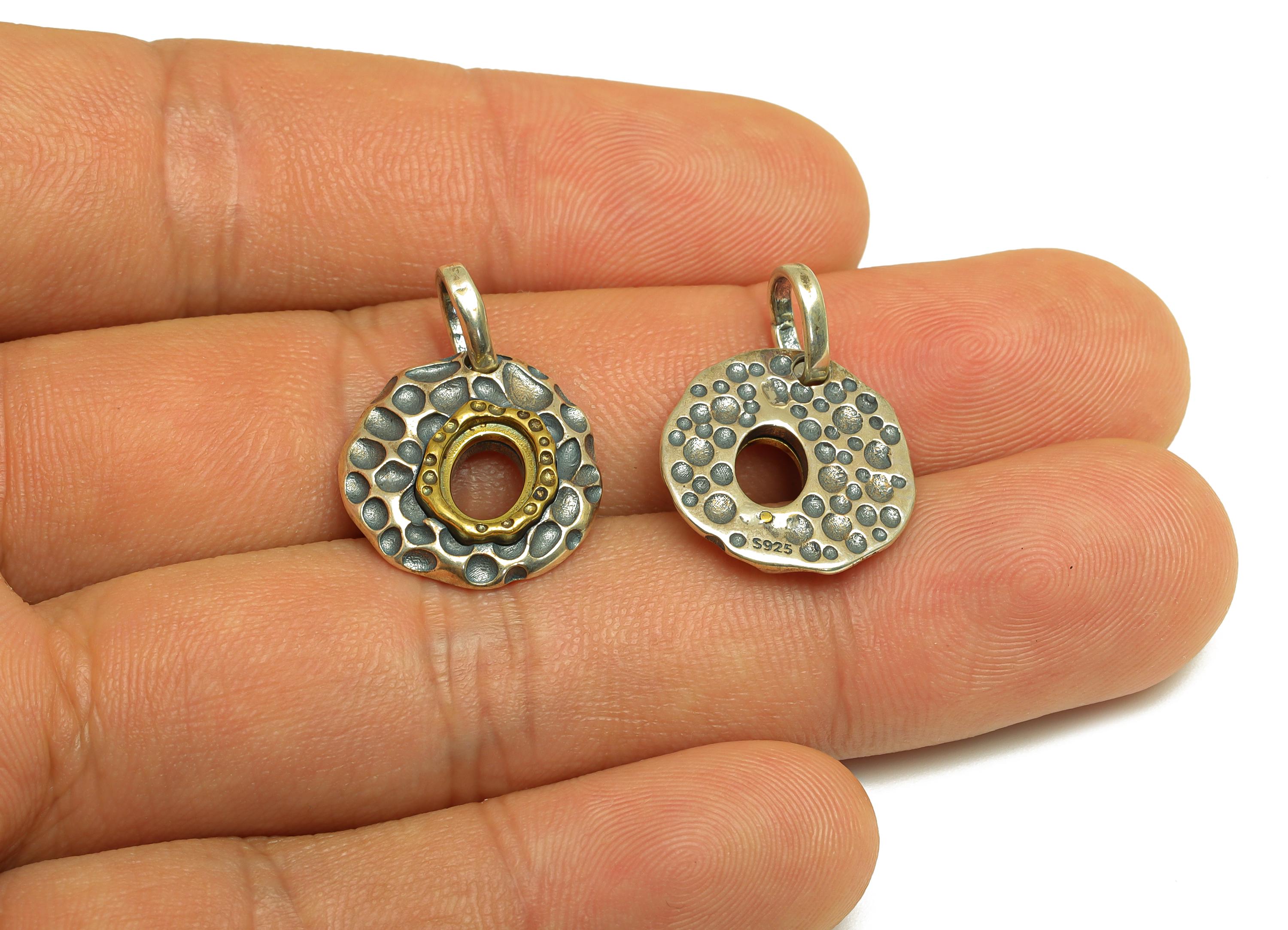 6x8mm Oval Pendant Setting - Textured Bumpy Pendant Blank - Silver Blank Pendant - Vintage Pendant - 925 Silver Sterling - RGP7445 - DOMEDBAZAAR