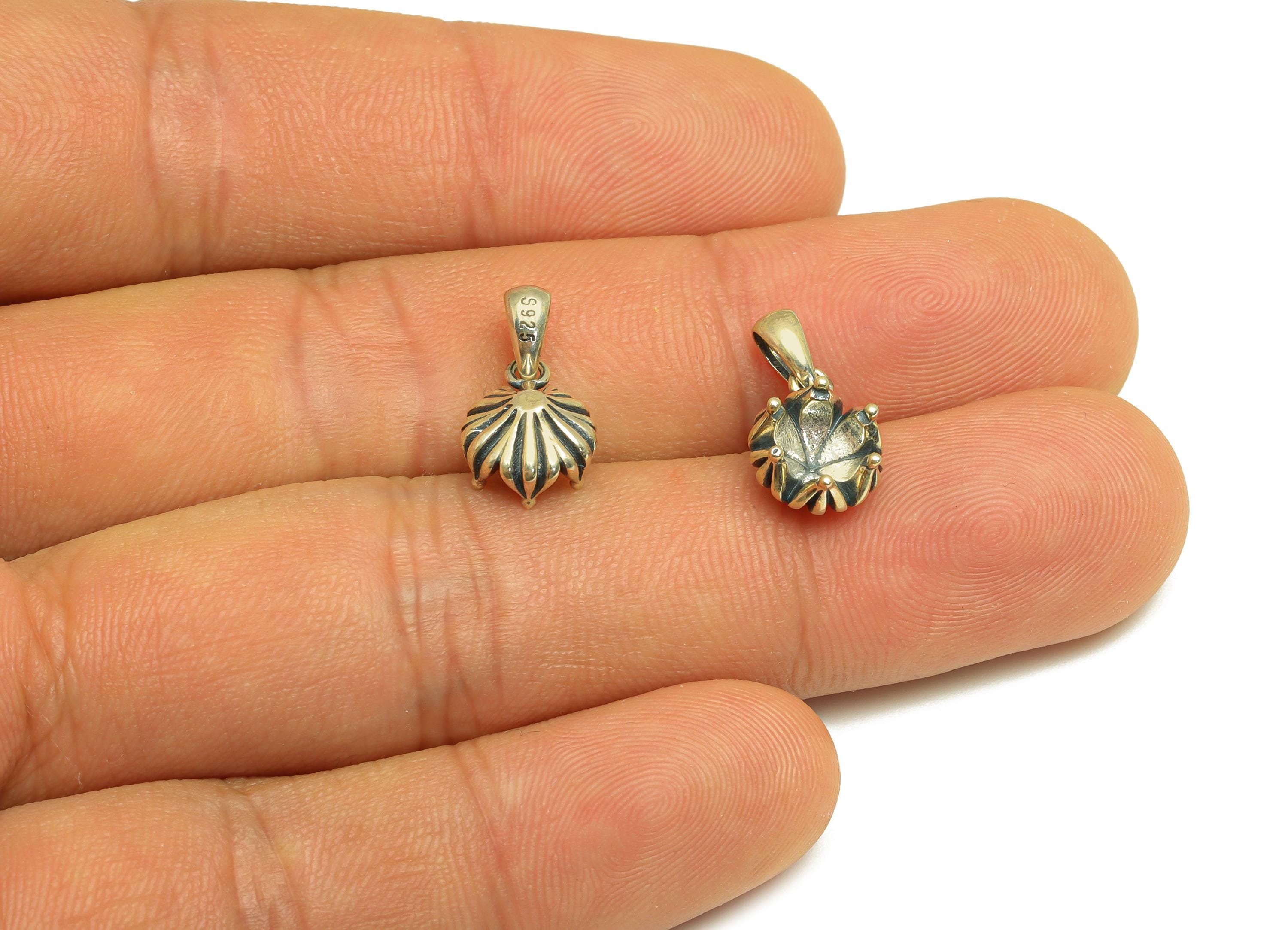 6mm Oval Pendant Setting - Flower Pendant Blank - Silver Blank Pendant - Vintage Pendant For Diamond - 925 Silver Sterling - RGP7438 - DOMEDBAZAAR