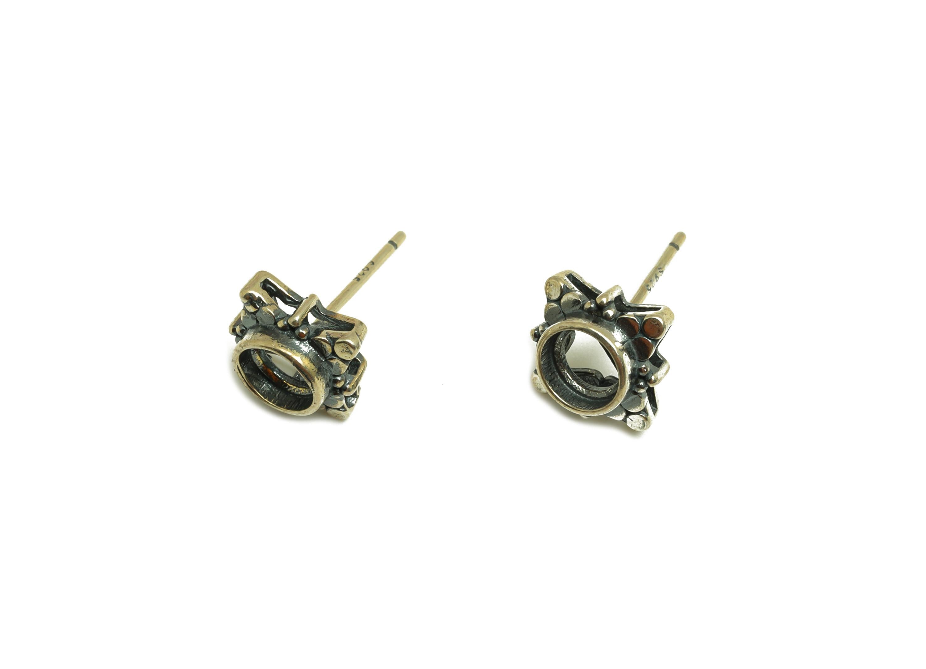 5mm Round Earring Setting Post - Antique Looking Earring Stud - Square Post - Vintage Earring Post For Diamond - 925 Silver Sterling-RGP7427 - DOMEDBAZAAR