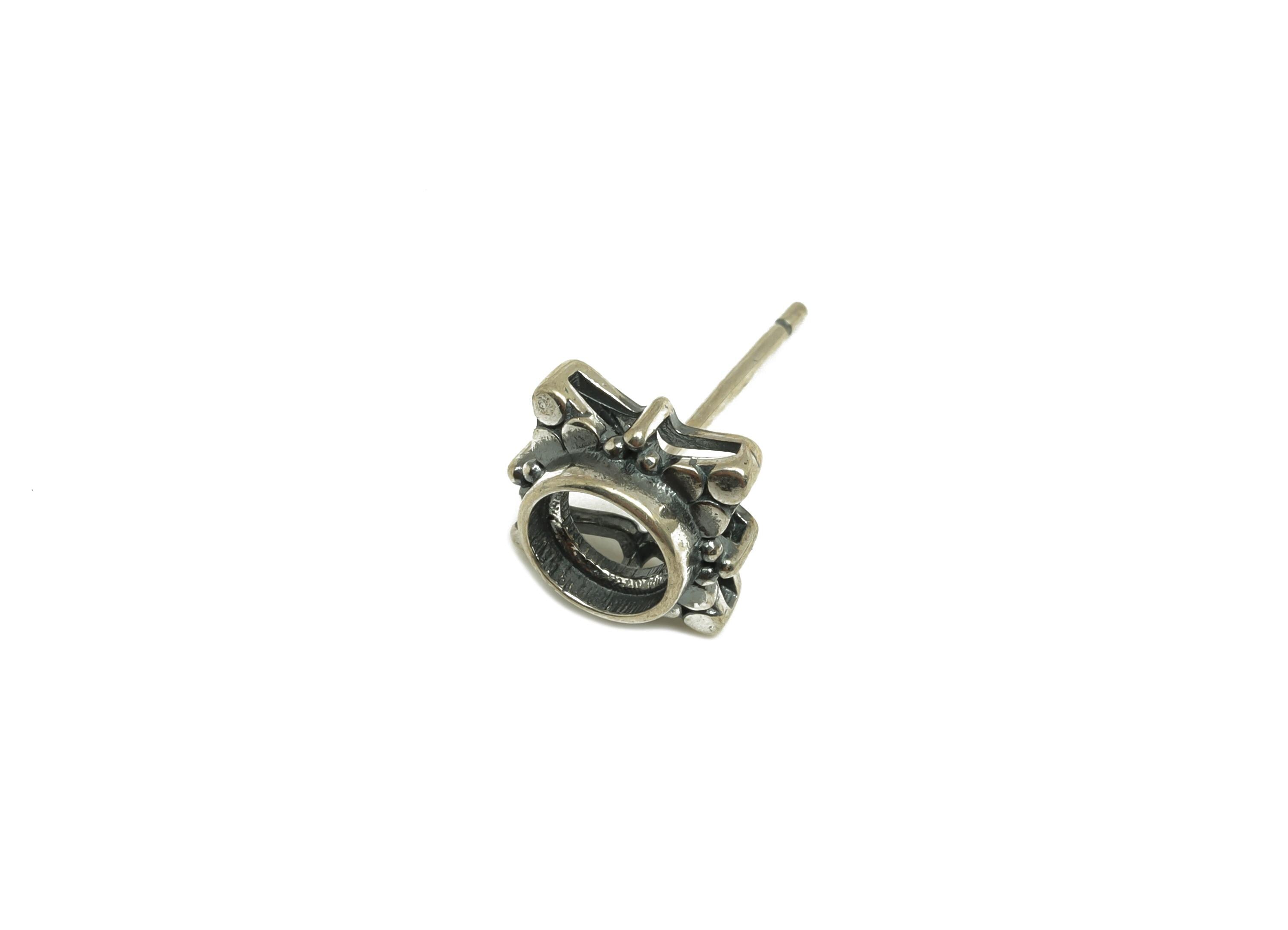 5mm Round Earring Setting Post - Antique Looking Earring Stud - Square Post - Vintage Earring Post For Diamond - 925 Silver Sterling-RGP7427 - DOMEDBAZAAR