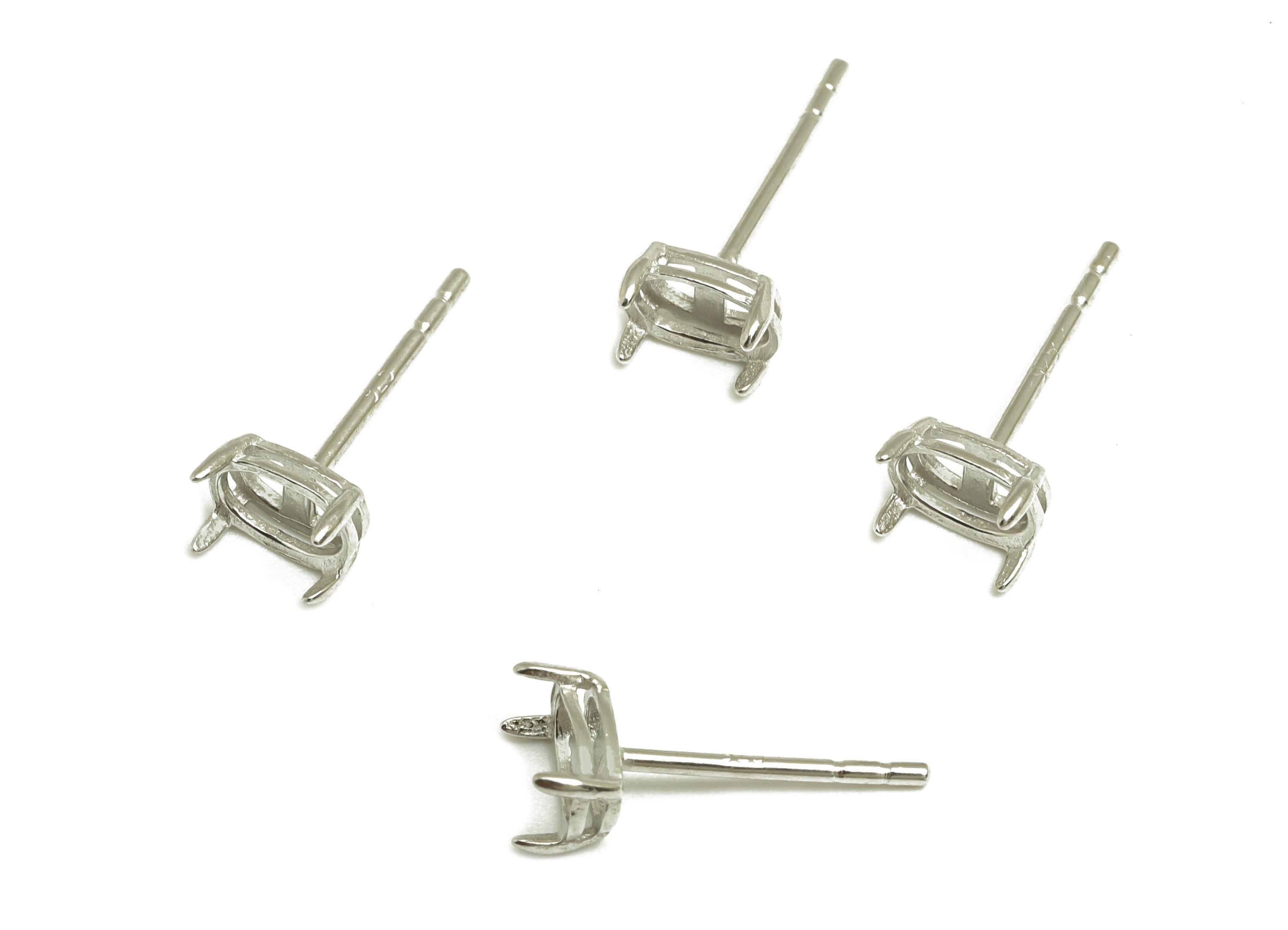 4x6mm Oval Earring Setting Post - Streamline Earring Stud - Geometry Post - Earring Stud For Diamond - 925 Silver Sterling - RGP7426 - DOMEDBAZAAR