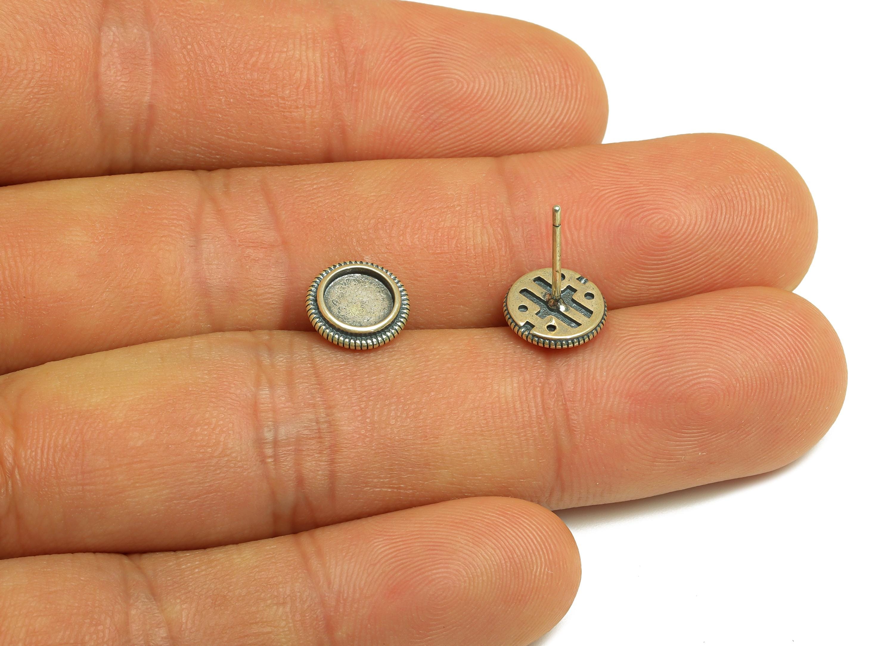 6mm Round Earring Setting Post - Silver Earring Stud - Geometry Post - Earring Stud For Diamond - 925 Silver Sterling - RGP7429 - DOMEDBAZAAR