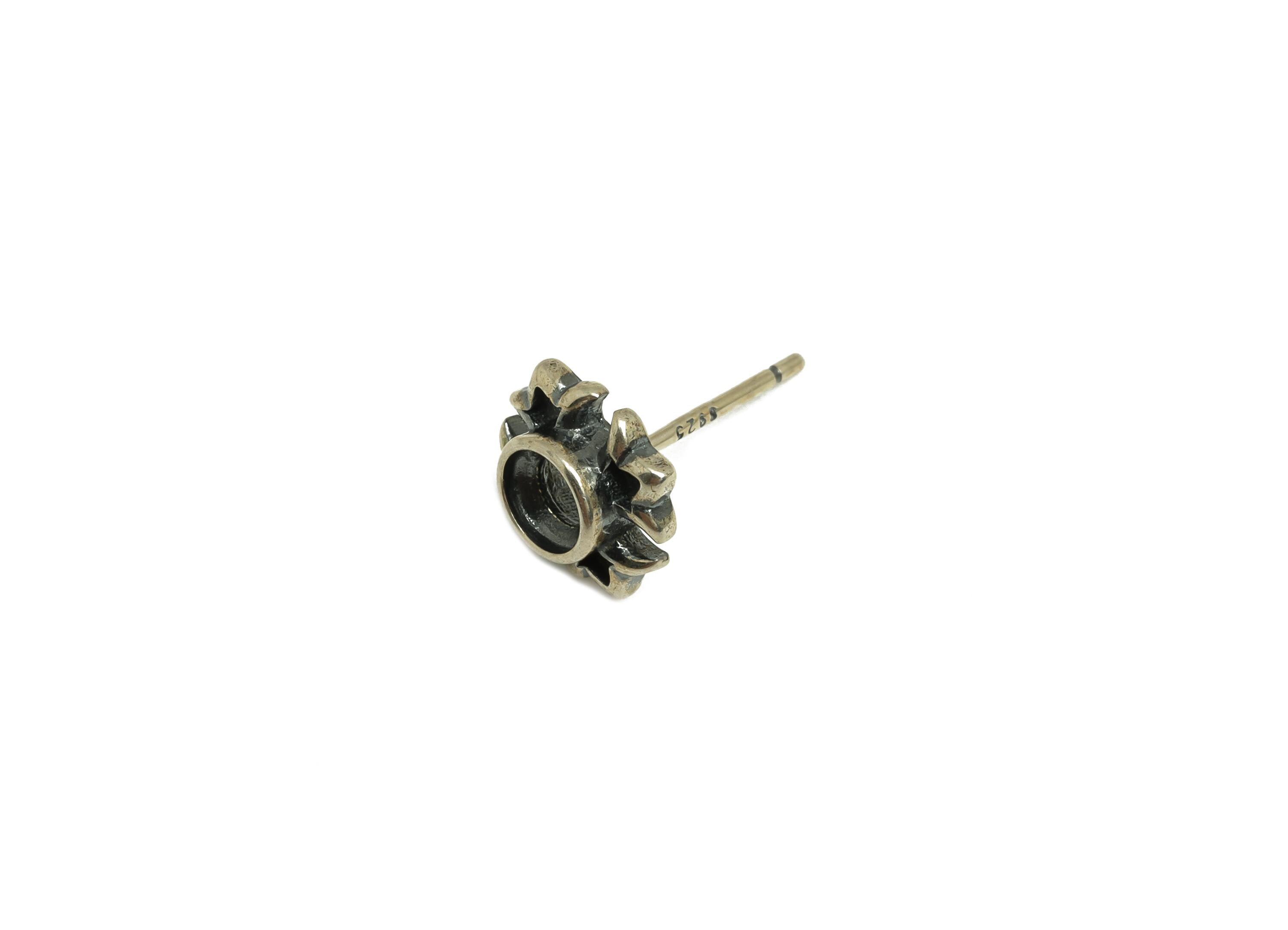 4mm Round Earring Setting Post - Vintage Flower Earring Stud - Antique Earring Post For Diamond - 925 Silver Sterling - RGP7428 - DOMEDBAZAAR