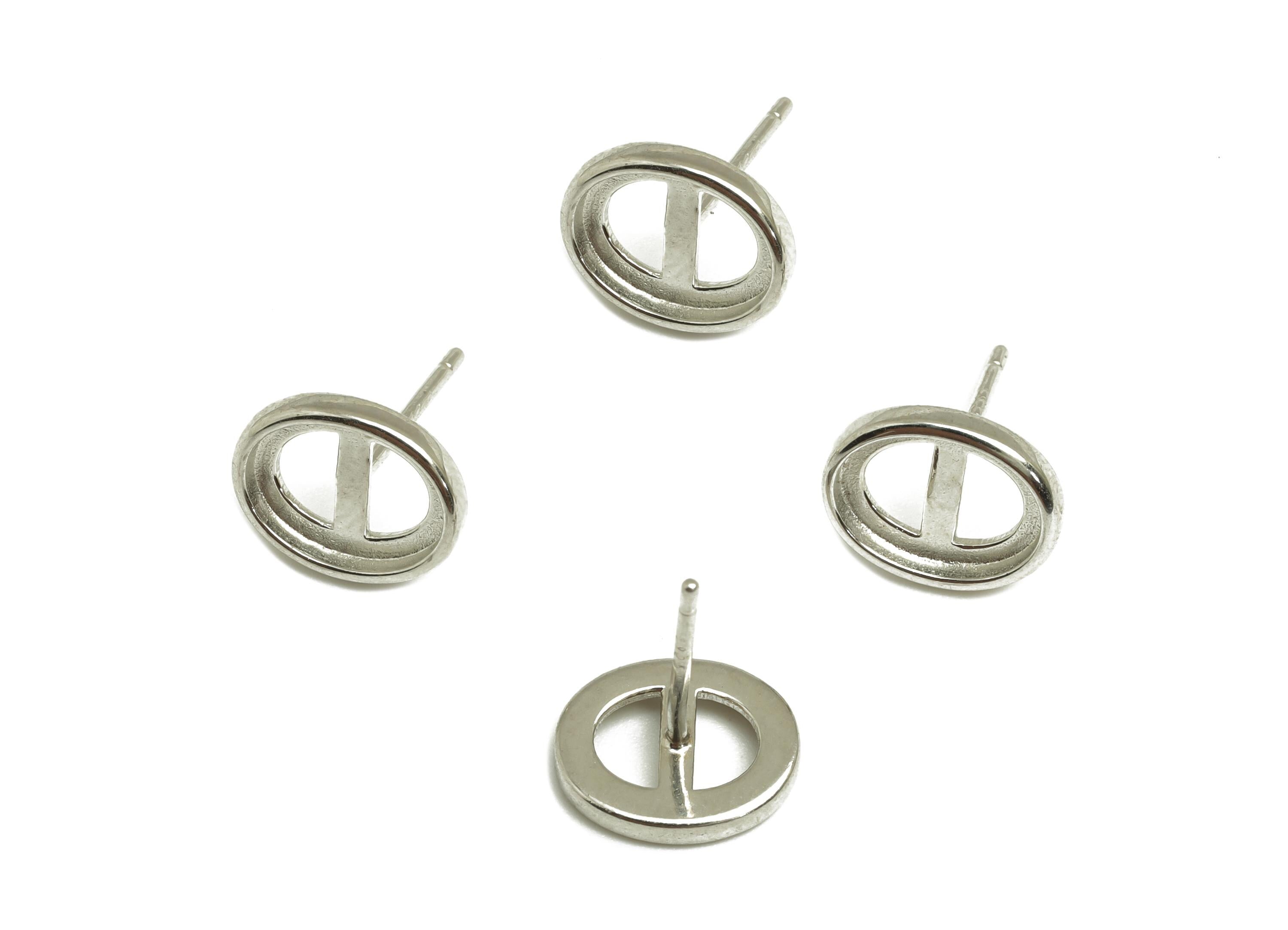7x9mm Oval Earring Setting Post - Streamline Silver Earring Stud - Geometry Earring Post For Diamond - 925 Silver Sterling - RGP7434 - DOMEDBAZAAR