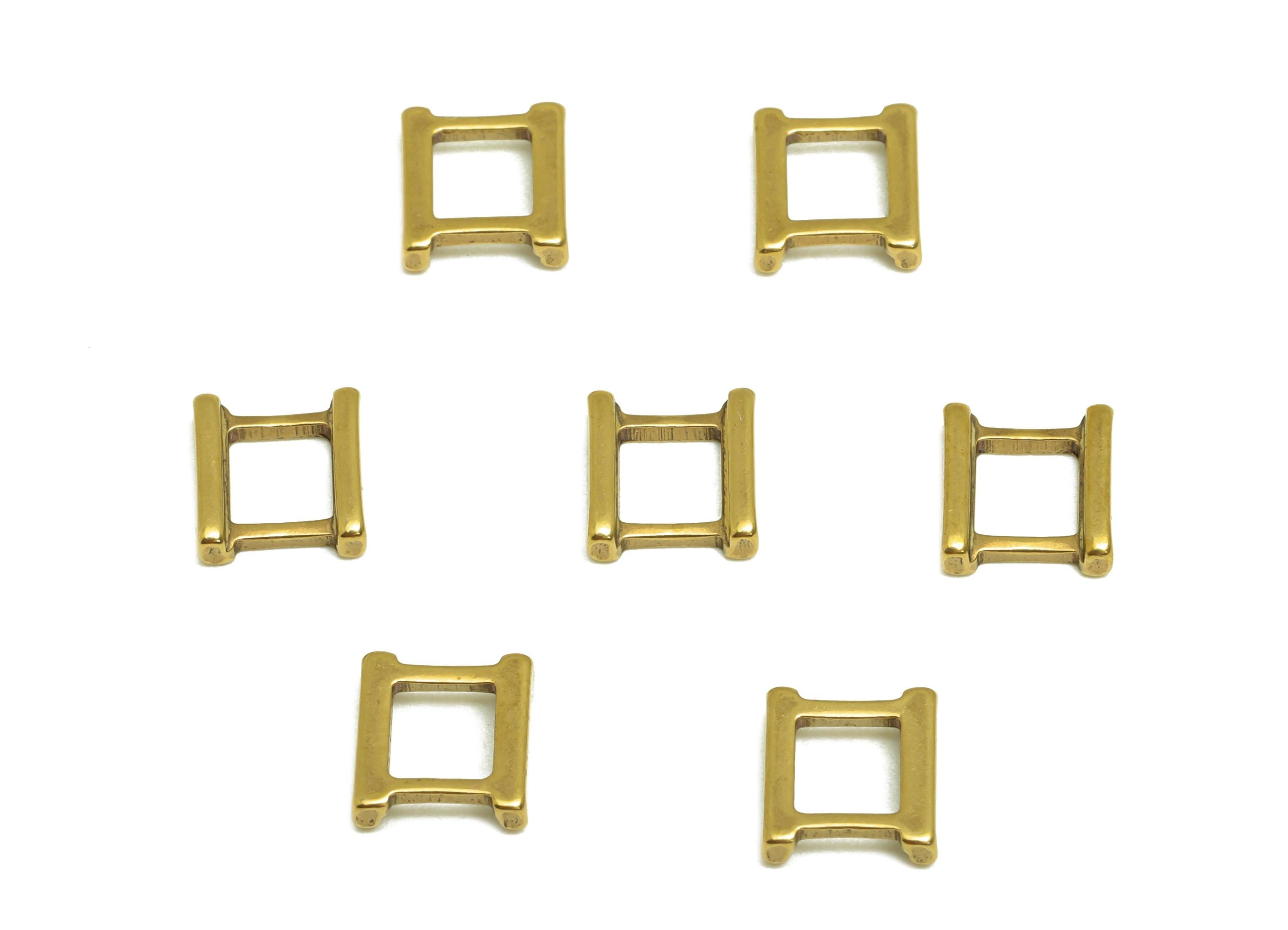 6.5mm Adjuster Slider- Raw Brass Adjuster Slider Connector Buckle - Brass Square Buckle - Open Live Connection Clasp - RGP7358A-A - DOMEDBAZAAR