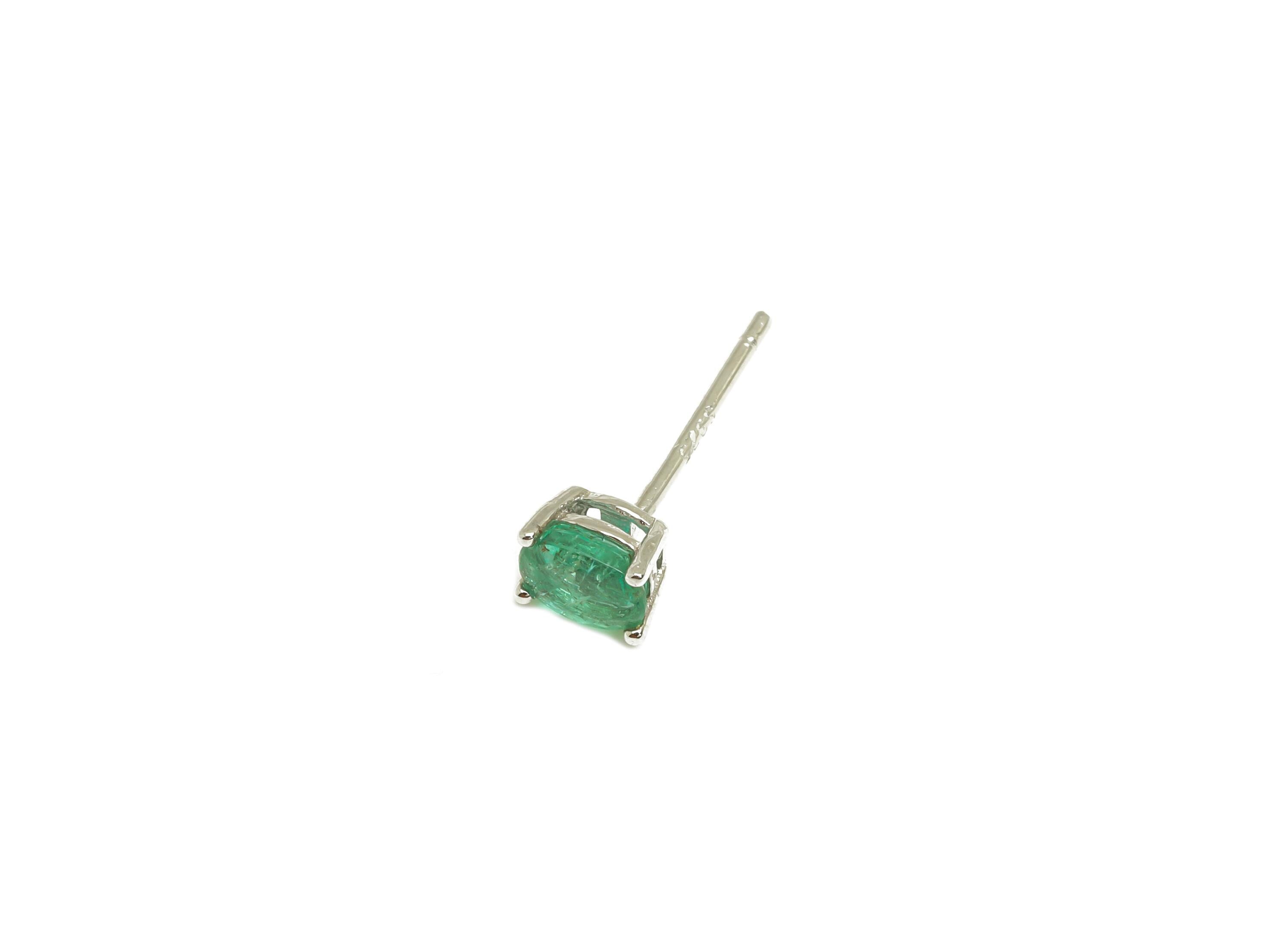 4X5mm Emerald Earring Post - Silver Oval Emerald Earring Stud - Oval Natural Stone Post - Crystal Silver Earring Post - 14x4x0.6mm -RGP7346L - DOMEDBAZAAR