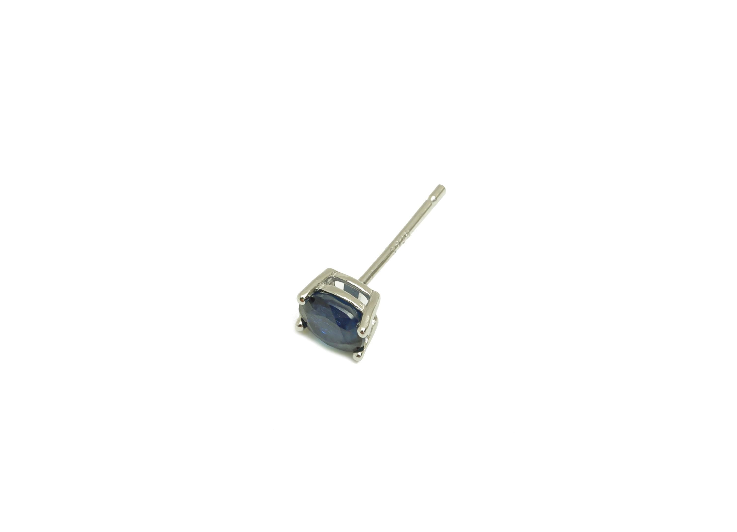 4X5mm Sapphire Earring Post - Silver Oval Sapphire Earring Stud - Natural Stone Post - Crystal Silver Earring Post - 14x4x0.6mm - RGP7346D - DOMEDBAZAAR