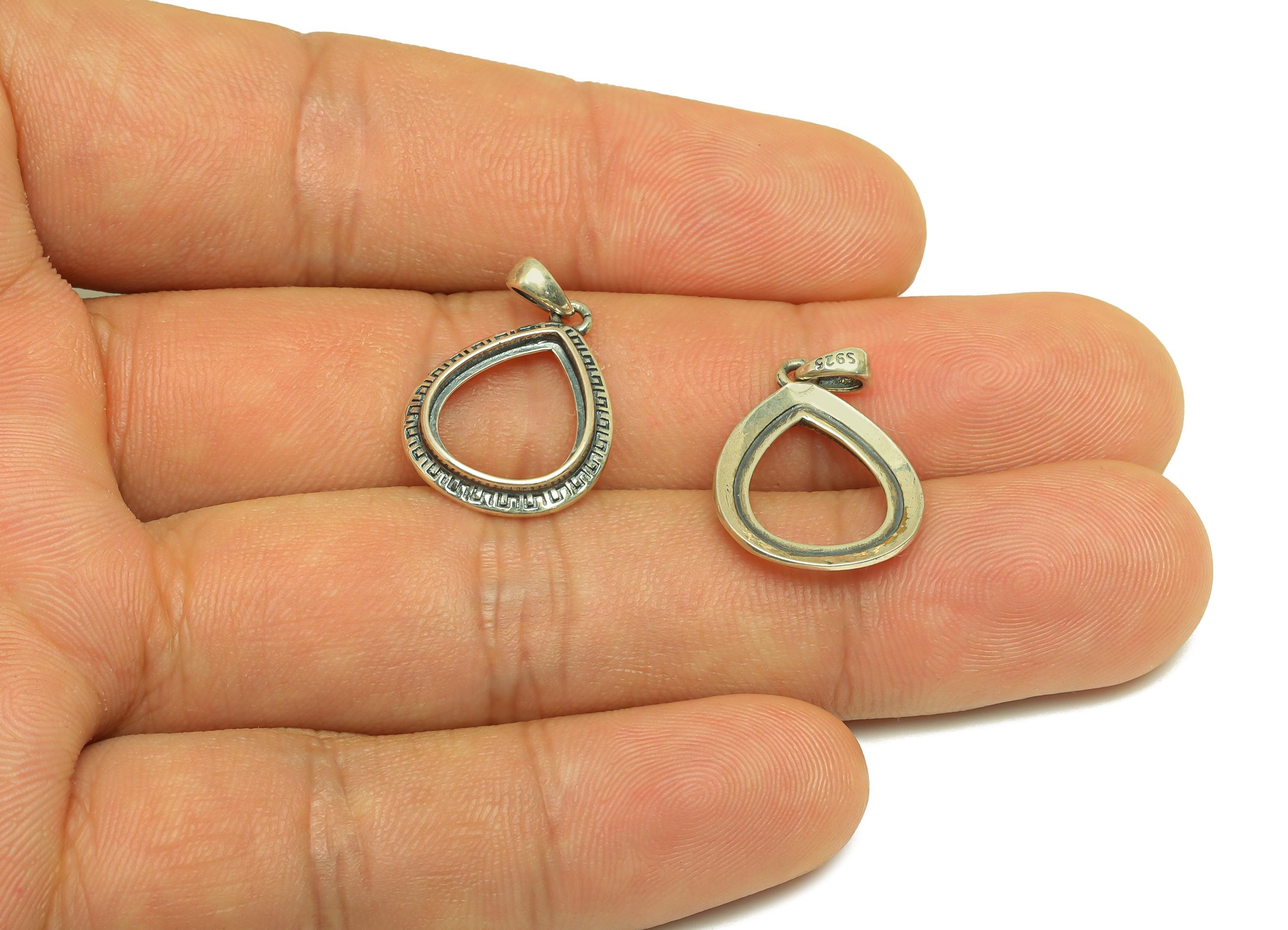 11x13mm Drop Pendant Setting - Textured Teardrop Pendant Blank - Vintage Teardrop Pendant Setting - 925 Silver Sterling - RGP7453 - DOMEDBAZAAR