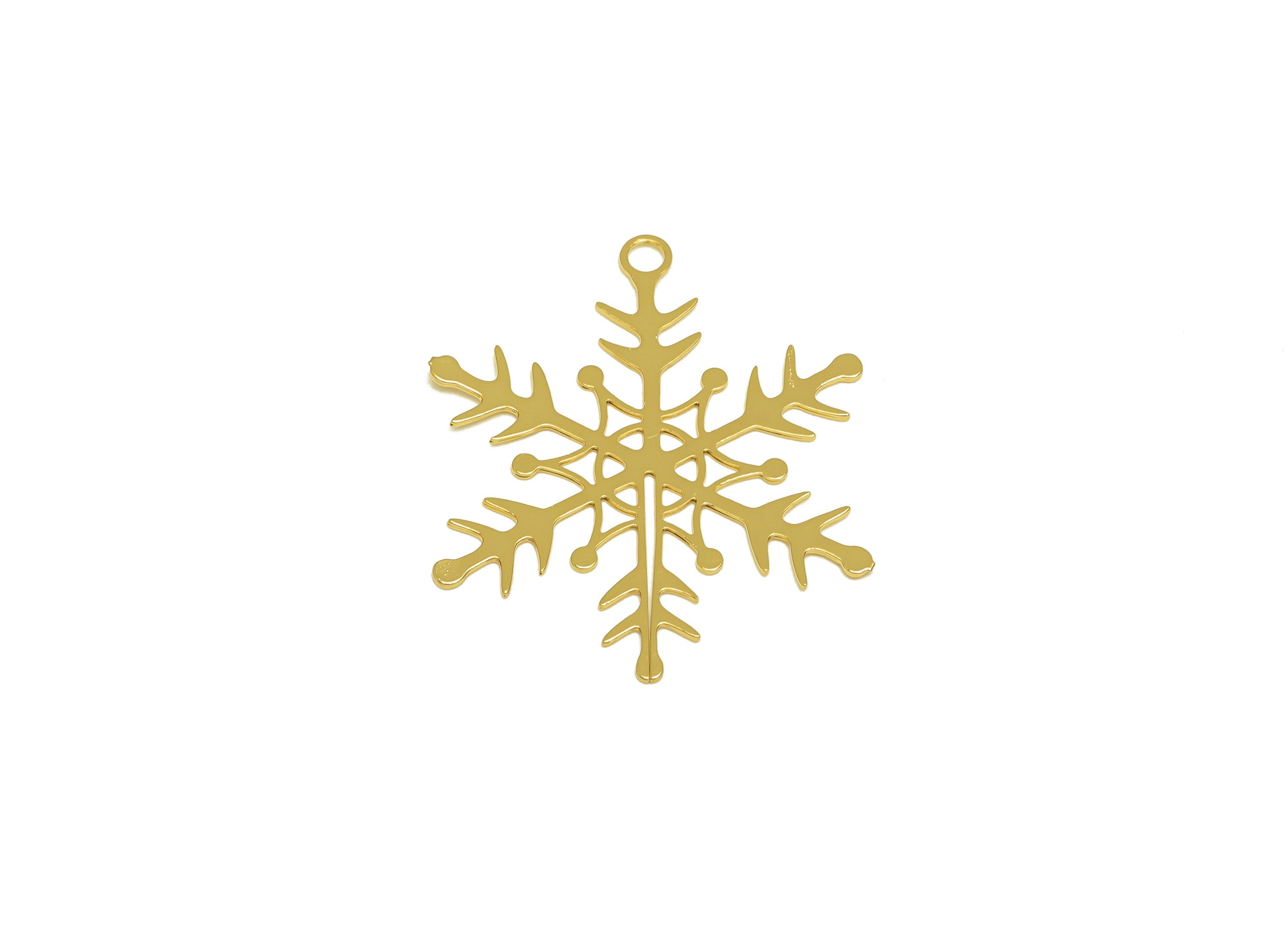 Brass Snowflake Earring Charm - Brass Star Snowflake Earring Charm - Brass Snowflake Pendant - 18K Real Gold Plating - 25x23x0.3mm - RGP7169 - DOMEDBAZAAR
