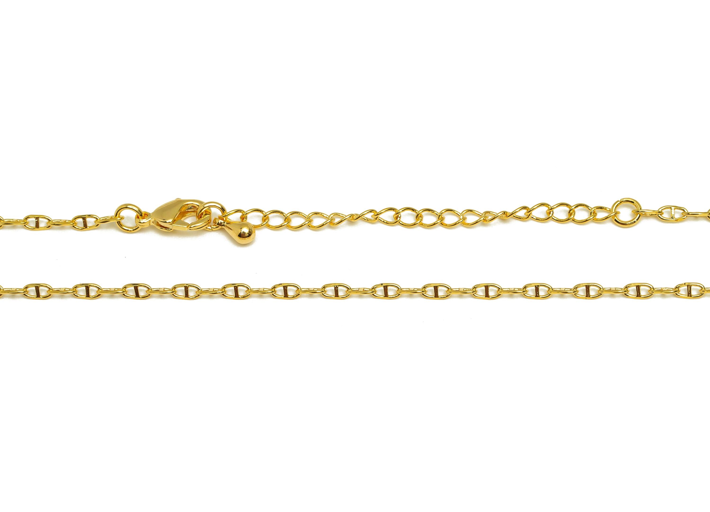 0.245 Finished Faceted Cable Chain - Gold 42+6cm Cable Finished Chain - Brass Faceted Cable Necklace Chain - 18K Real Gold Plating - RGP7479 - DOMEDBAZAAR