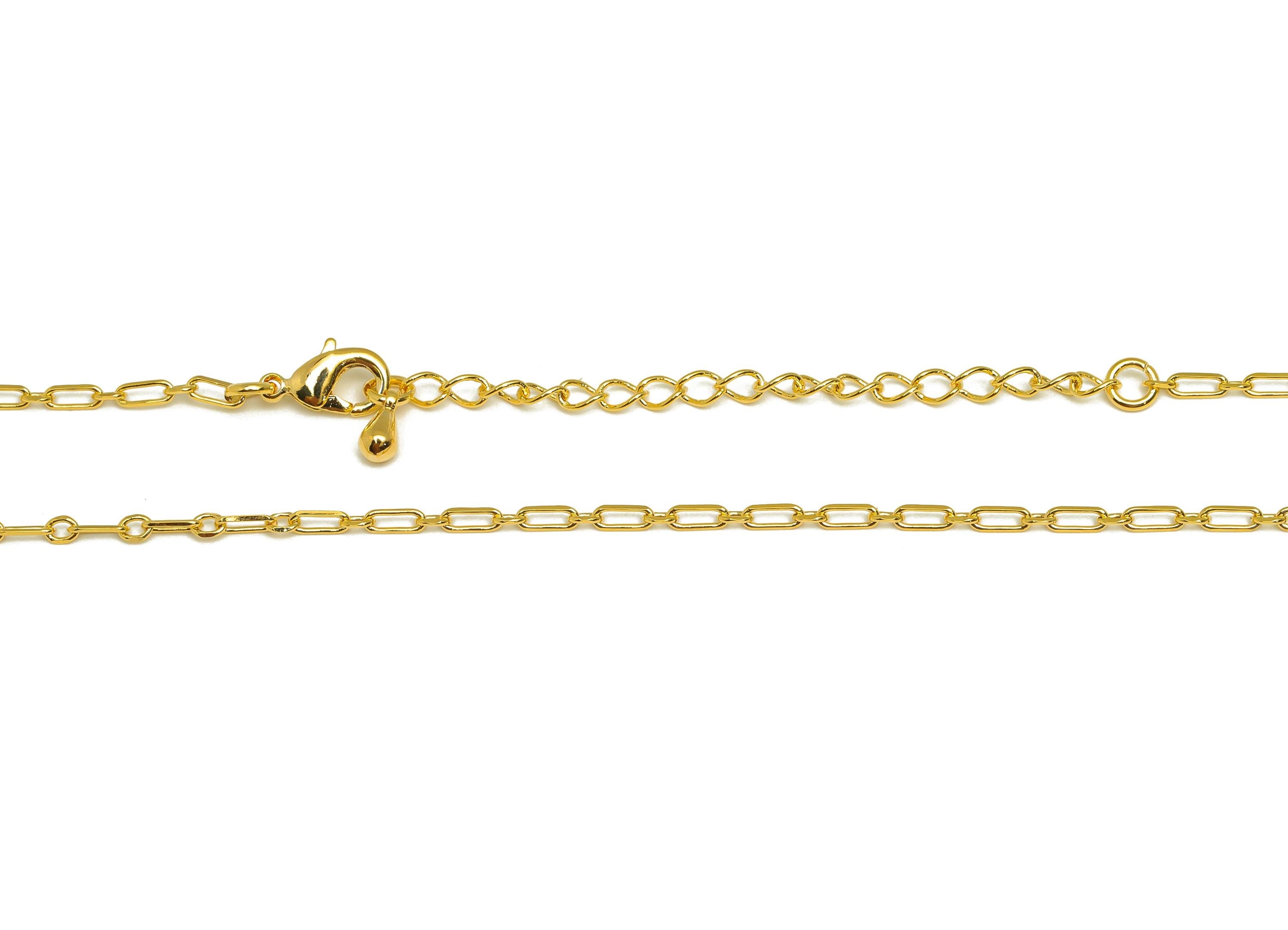 4.5mm Finished Cable Chain - Gold 42+6cm Faceted Finished Cable Chain - Brass Faceted Cable Necklace Chain - 18K Real Gold Plating - RGP7481 - DOMEDBAZAAR