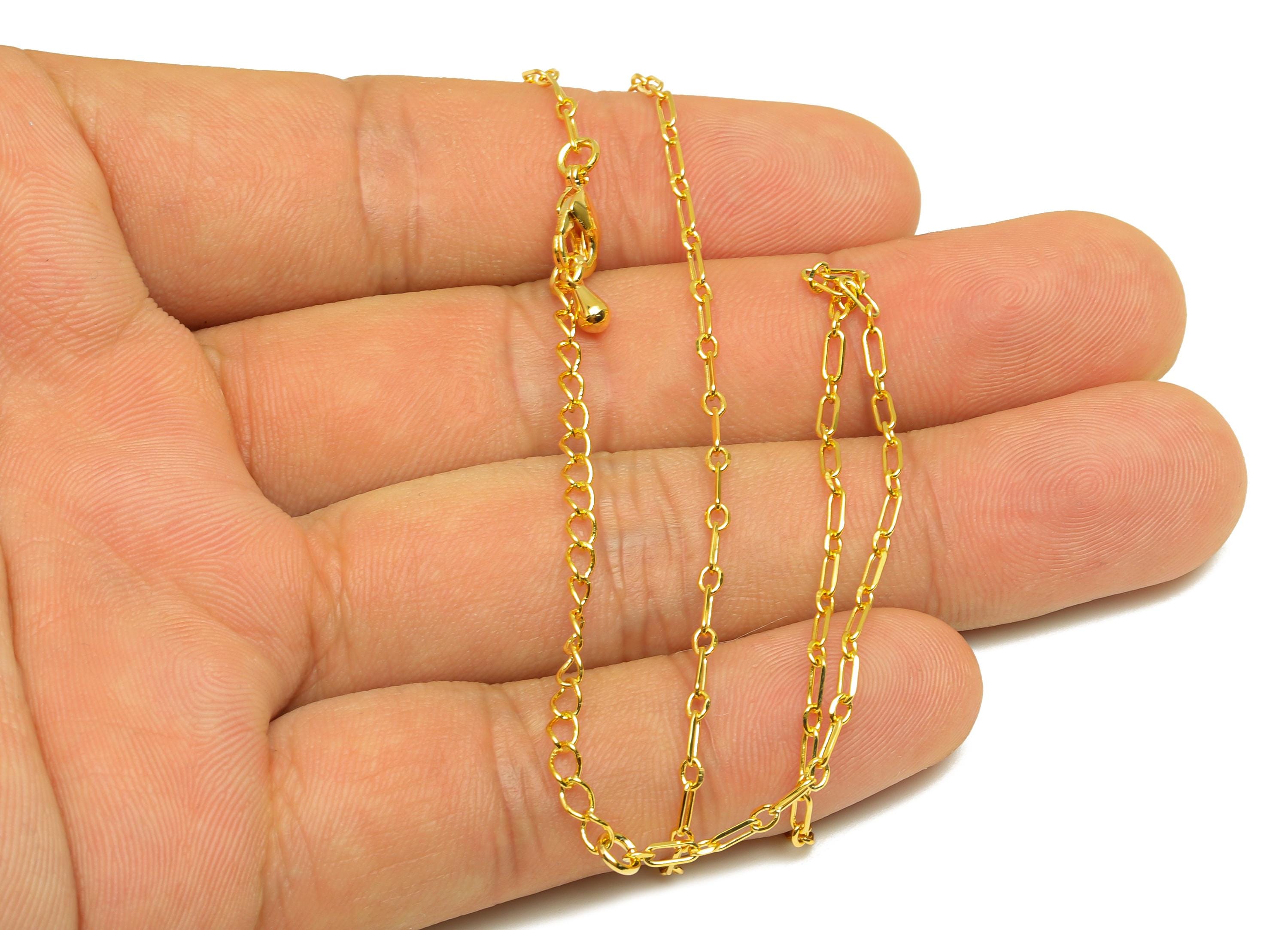 4.5mm Finished Cable Chain - Gold 42+6cm Faceted Finished Cable Chain - Brass Faceted Cable Necklace Chain - 18K Real Gold Plating - RGP7481 - DOMEDBAZAAR