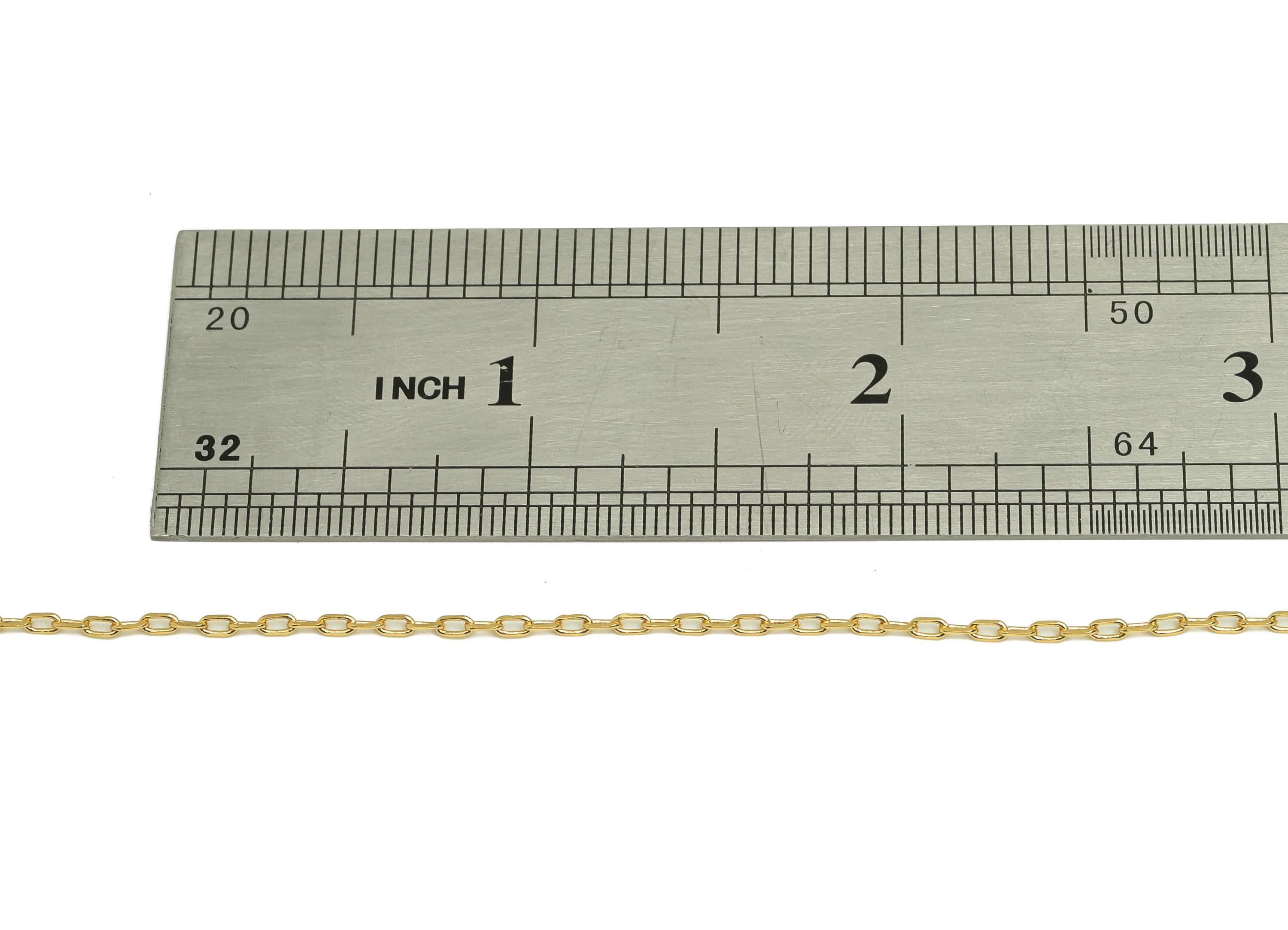 2.6mm Faceted Cable Chain - Brass 0.245 Faceted Cable Necklace Chain - Gold Rectangle Cable Bracelet Chain - 18K Real Gold Plated - RGP7486 - DOMEDBAZAAR