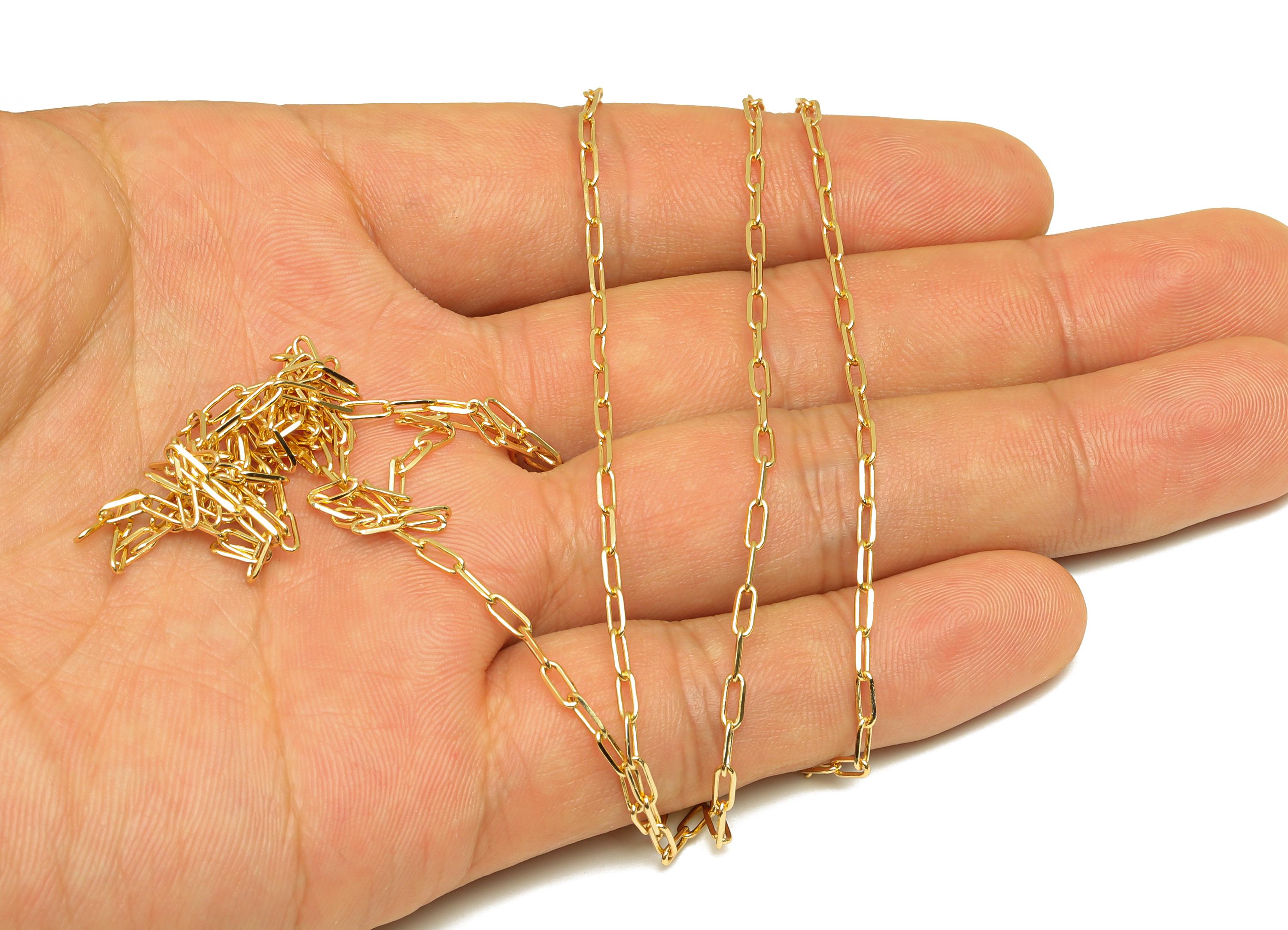 5.2mm Faceted Cable Chain - Brass 0.26 Faceted Cable Necklace Chain - Gold Rectangle Cable Bracelet Chain - 18K Real Gold Plating - RGP7488 - DOMEDBAZAAR