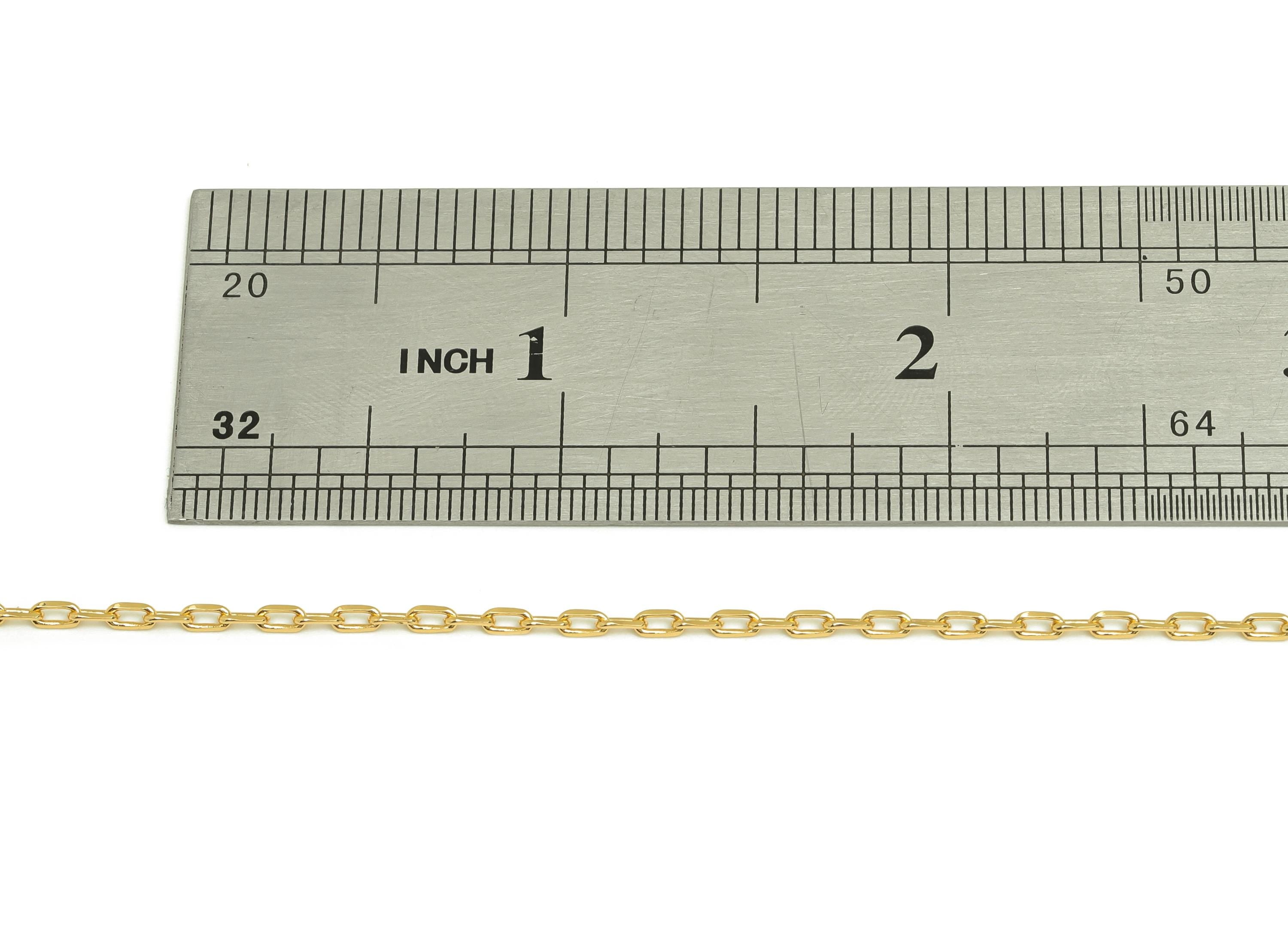 3.4mm Faceted Cable Chain - Brass 0.26 Faceted Cable Necklace Chain - Gold Rectangle Cable Bracelet Chain - 18K Real Gold Plating - RGP7489 - DOMEDBAZAAR