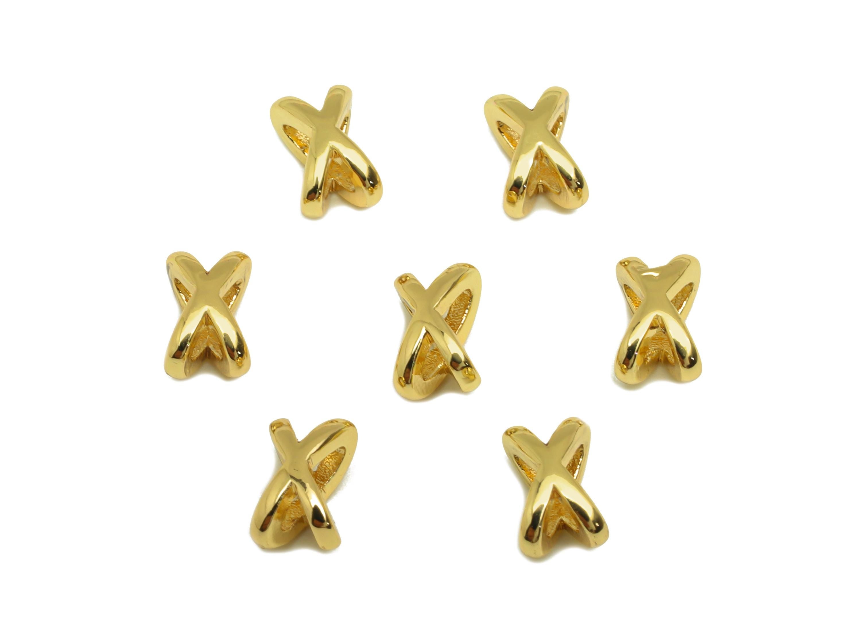 Brass Knot Bead Earring Charm - Brass Star Spacer Bead Charm - Brass Wire Bead Earring Charm - 18K Real Gold Plating - 7.36x4x4mm - RGP7753 - DOMEDBAZAAR