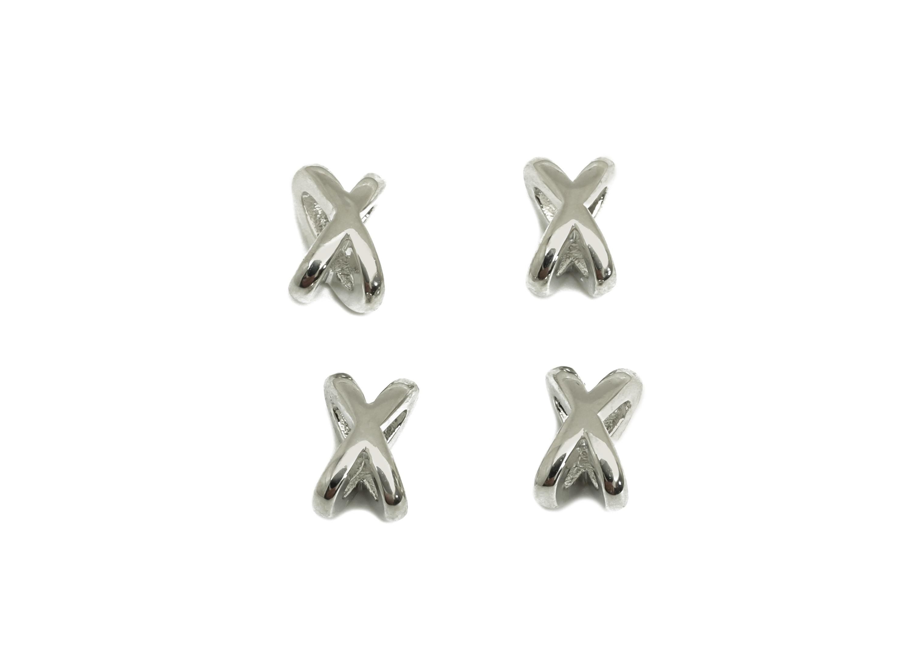 Brass Knot Bead Earring Charm - Brass Star Spacer Bead Charm - Brass Wire Bead Earring Charm - 18K Real White Gold Plating - 7x4x4mm-RGP7764 - DOMEDBAZAAR