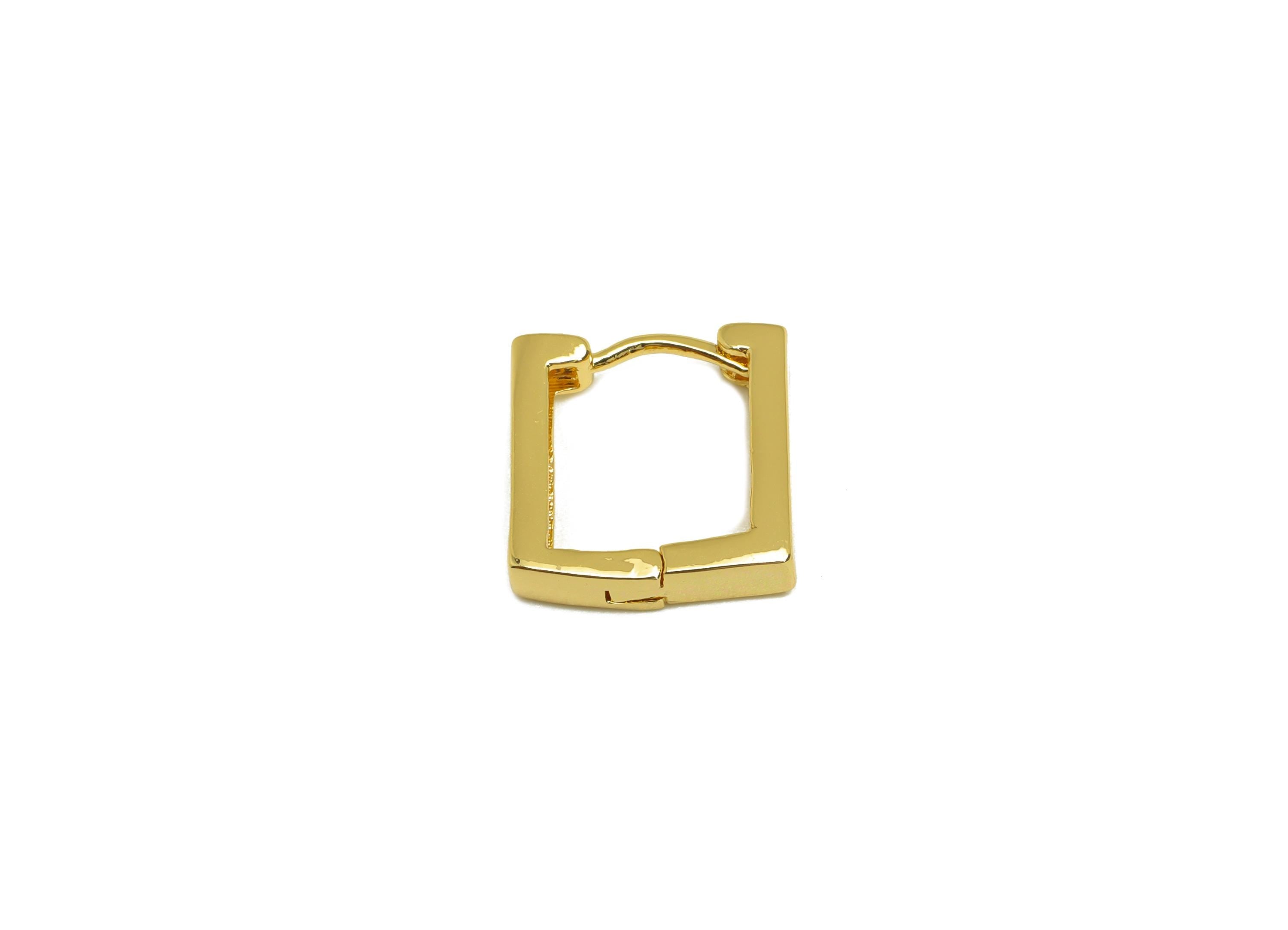 Brass Square Hoop Earring - Gold Huggie Hoop Earring Clasp - Geometry Hoop Earring - 18K Real Gold Plating - 12.26x12.18x3.14mm - RGP7794 - DOMEDBAZAAR