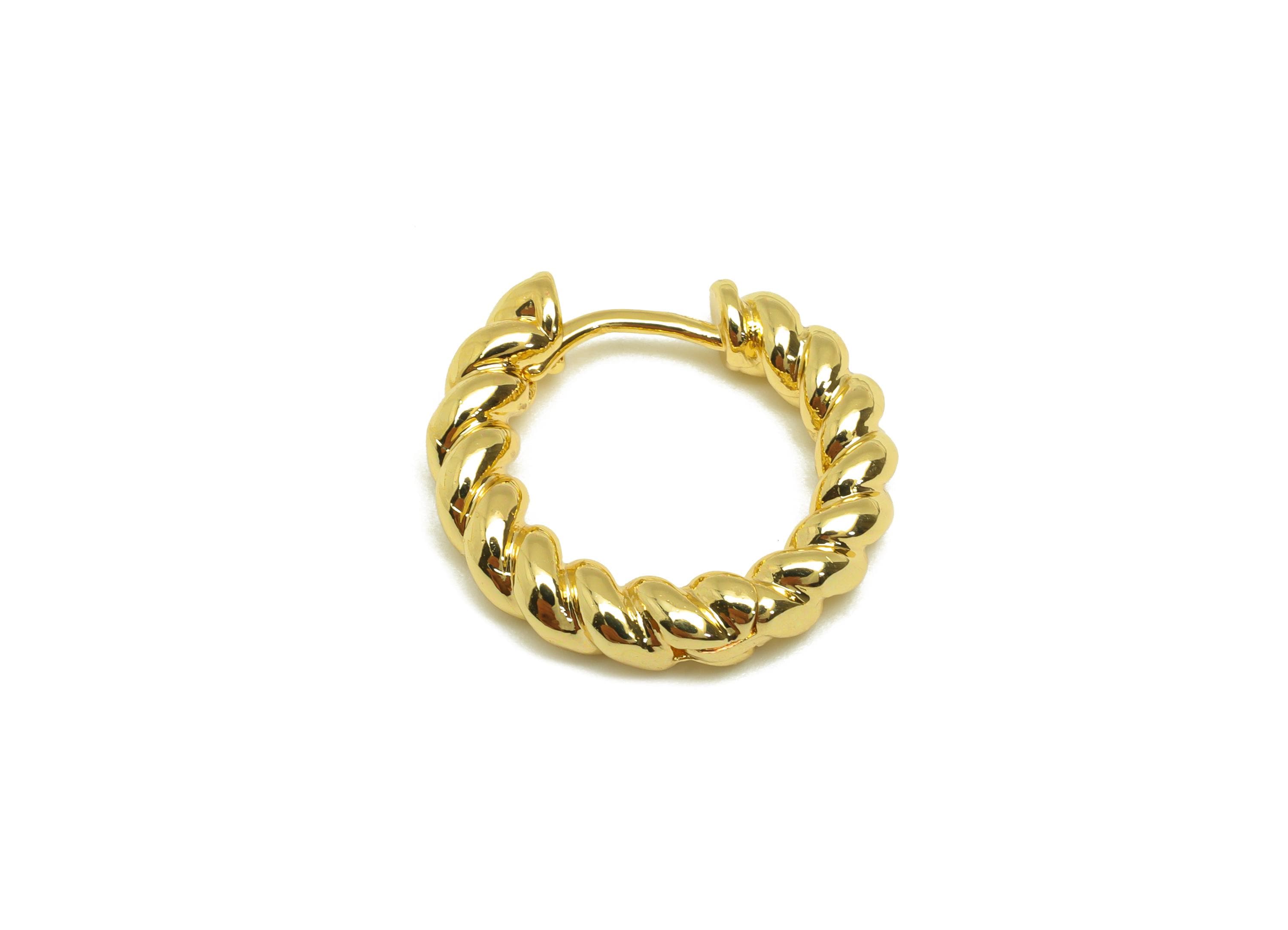 Brass Chain Hoop Earring - Gold Huggie Hoop Earring Clasp - Rope Chian Hoop Earring - 18K Real Gold Plating - 21x20x4.25mm - RGP7836 - DOMEDBAZAAR