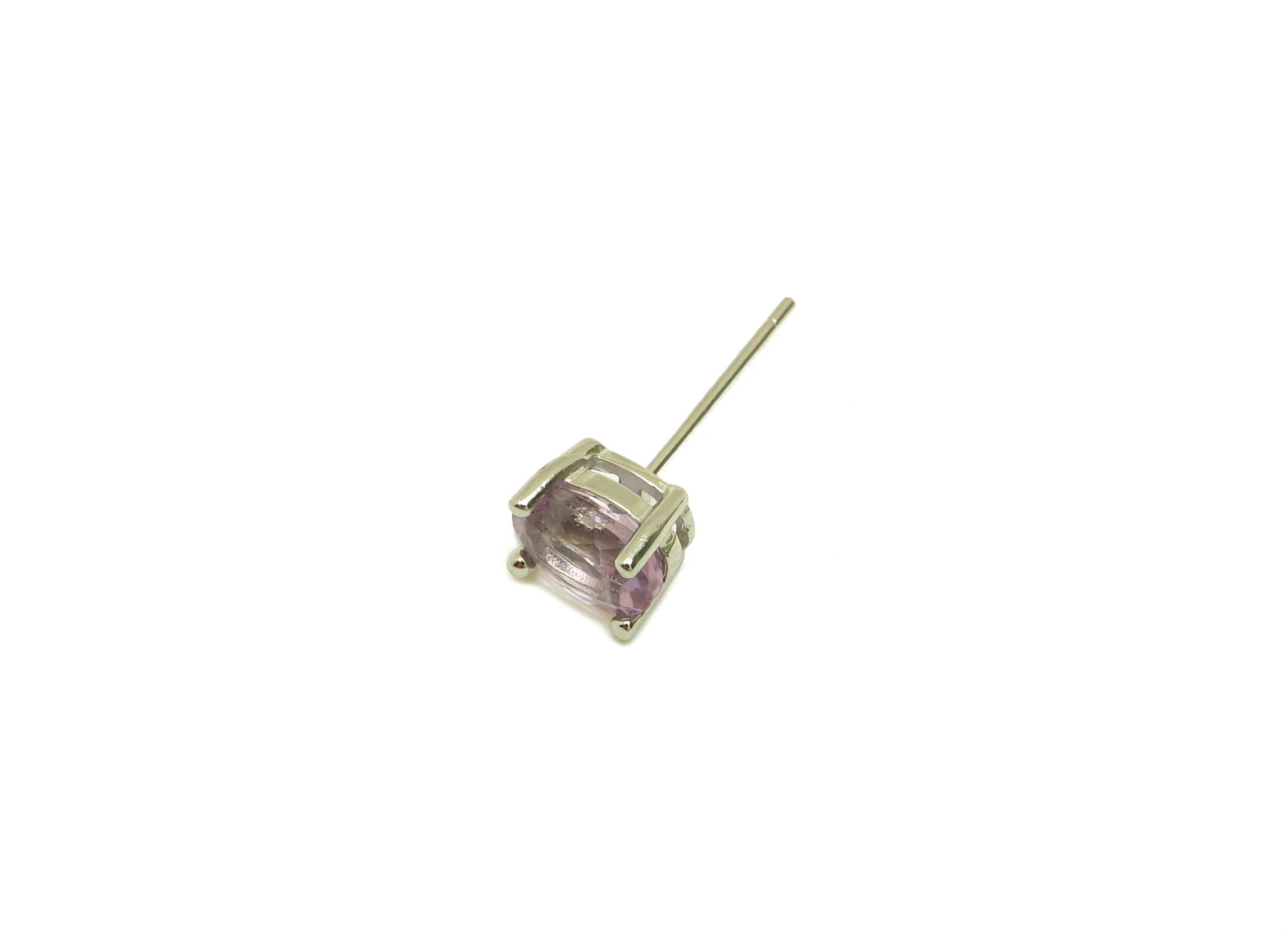 Brass Oval Earring Stud - Brass Geometry Earring Post - Amethyst Earring Post - Brass Stud - Silver Tone Plating - 17.06x5x0.69mm - RGP7253 - DOMEDBAZAAR