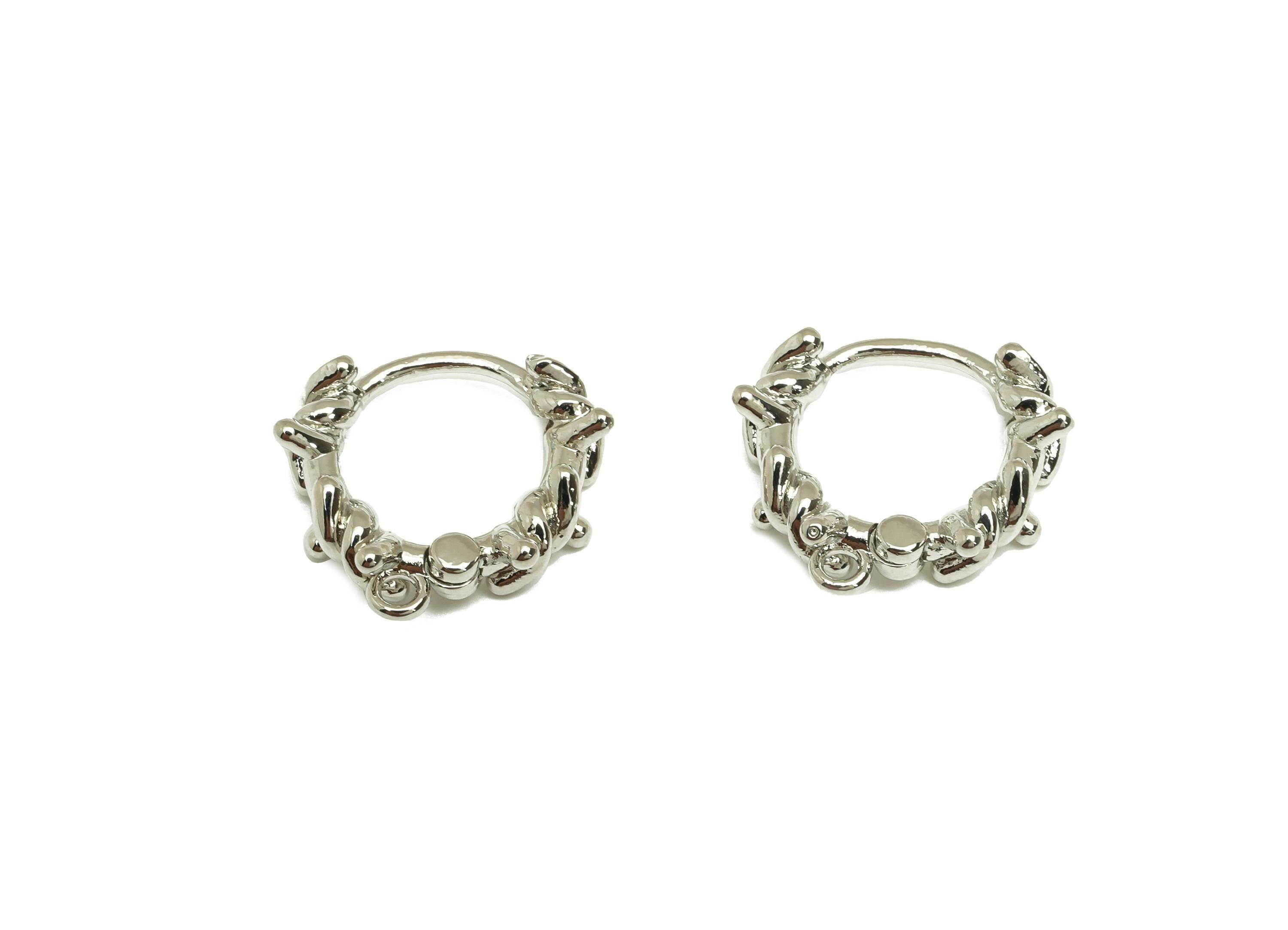 Brass Wire Huggie Hoop Earring - Twine Wire Earring Clasp - Huggie Hoop Clasp Earring - 18K Real White Gold Plating - 16x15x2.76mm - RGP7806 - DOMEDBAZAAR