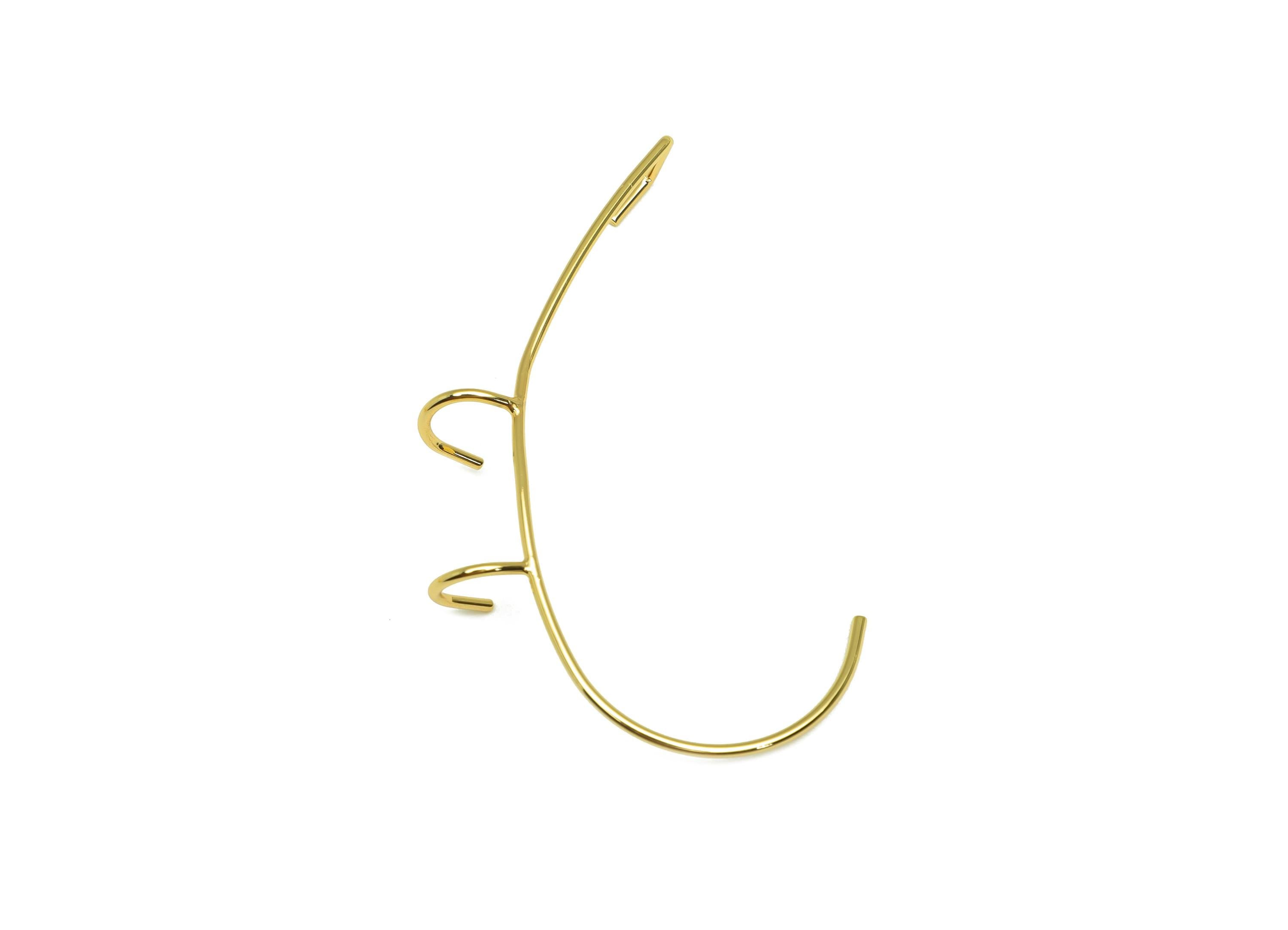 Brass Wires Ear Cuff Earring - Wires Earring Bone Hanging - Hanging Ear Cuff Earring - 18K Real Gold Plating - 60.4x39.65x1mm - RGP7843 - DOMEDBAZAAR