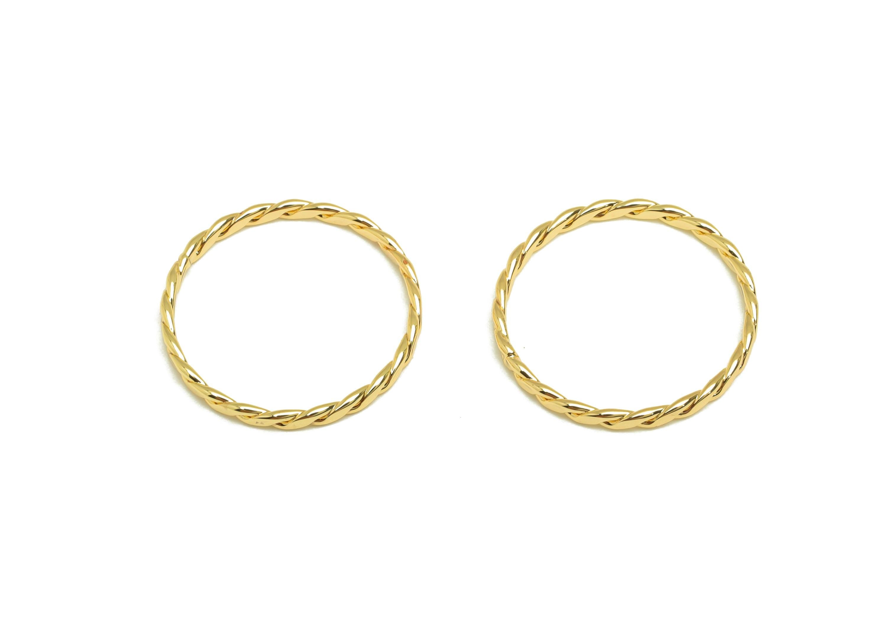 Hammered Twisted Chian Ring - Ring Settings - Brass Chain Rings - Rope Chian Rope Rings - 18K Real Gold Plating - 20.45x20x1.95mm - RGP7867 - DOMEDBAZAAR