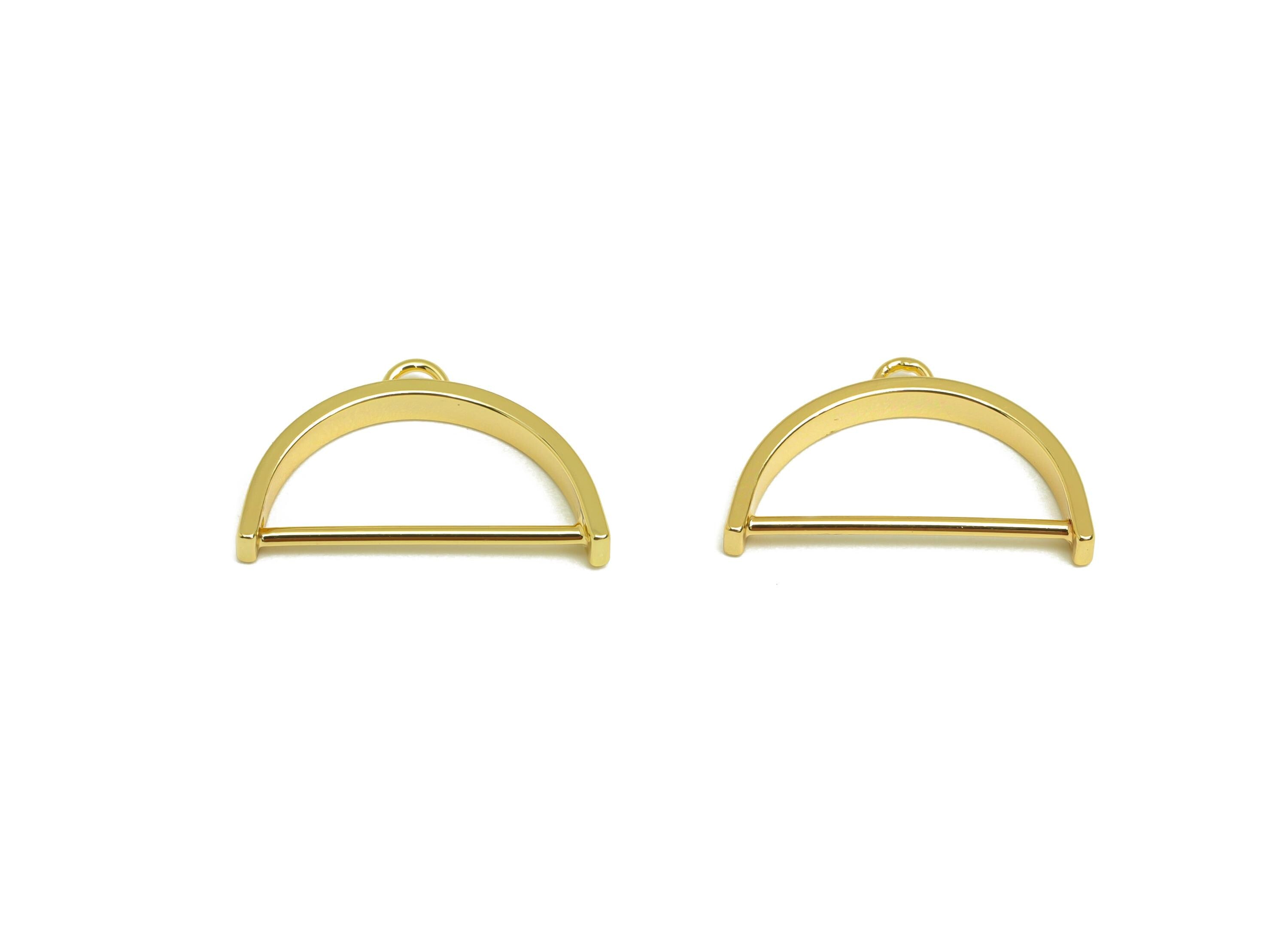 Brass Domed Earring Charm - Brass Half Moon Earring Charm - Geometry Gold Pendant - 18K Real Gold Plating - 11x18x2mm - RGP7877 - DOMEDBAZAAR