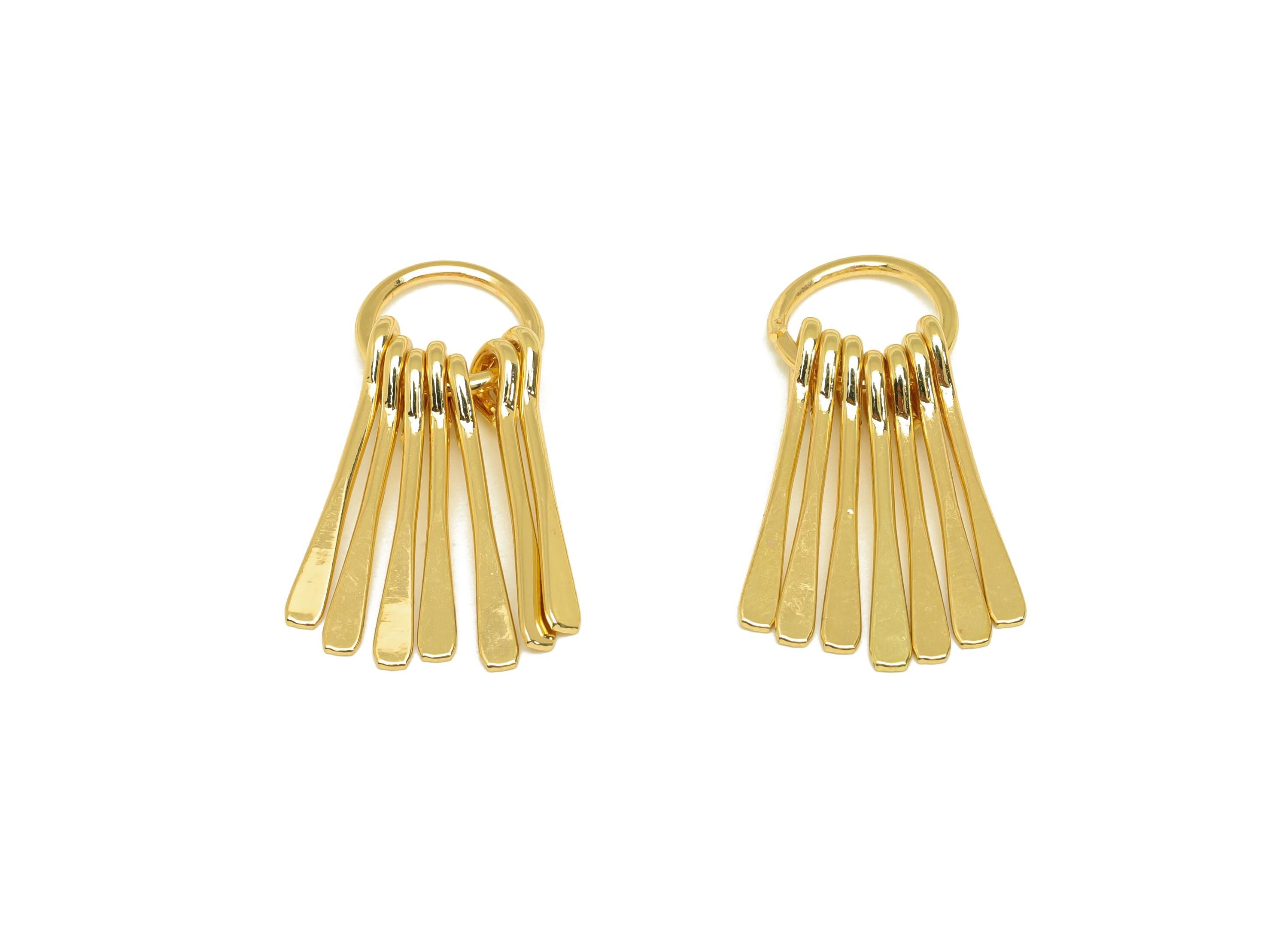 Brass Tassel Earring Charm - Brass Dangle Tassel Wire Earring Charm - Hammered Earring Charm - 18K Real Gold Plated - 31.48x11x1mm - RGP7305 - DOMEDBAZAAR