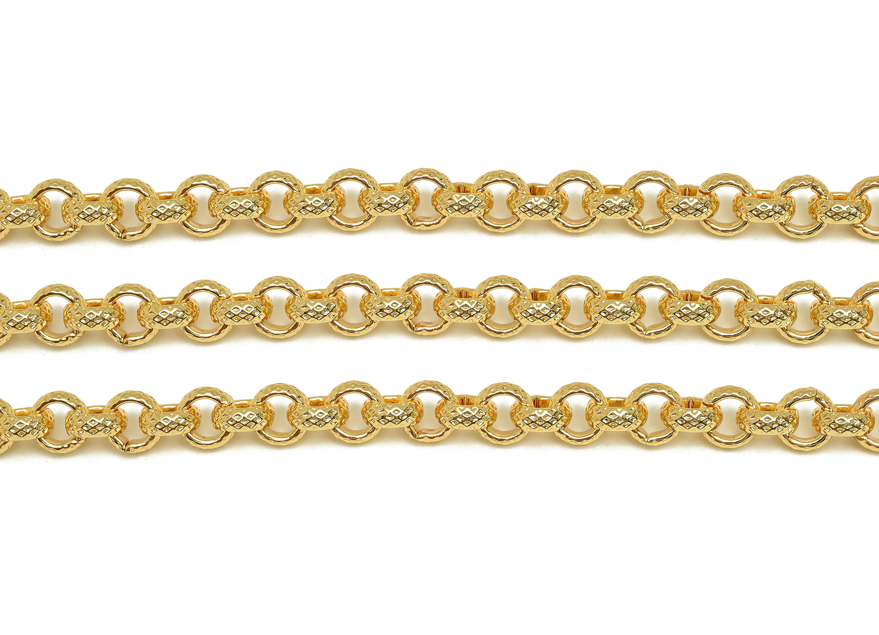 Brass 6.5mm Rolo Chain - Brass Textured Round Rolo Chain - Brass Textured Hammered Chain - Handmade Chain - 18K Real Gold Plated - RGP7298 - DOMEDBAZAAR