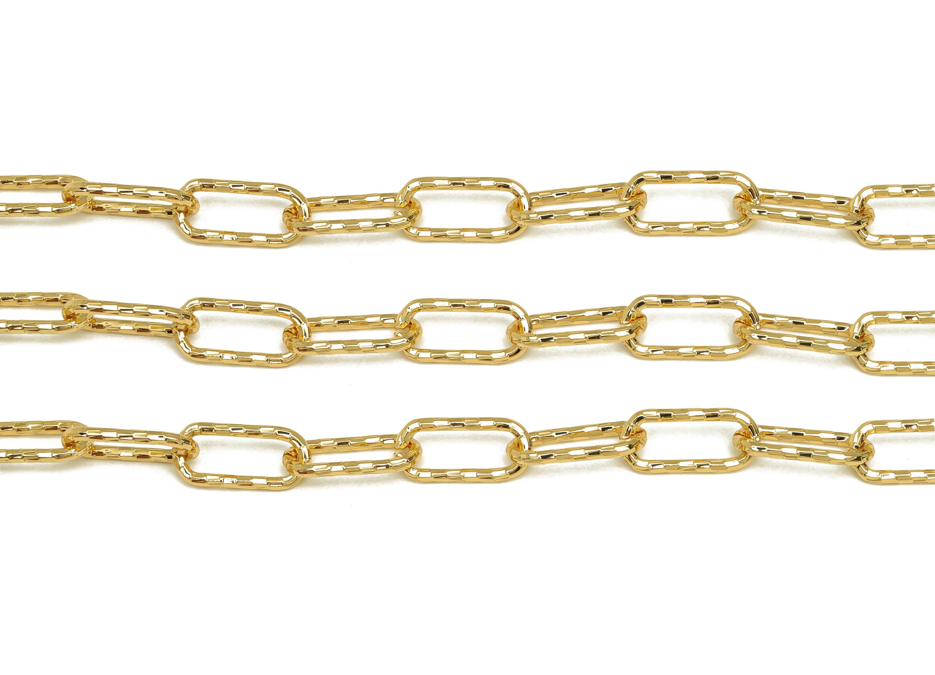 Brass Faceted Oval Cable Chain - Huge Textured Cable Chain - Brass Handmade Oval Link Chain - Handmade Chain - 18K Real Gold Plated -RGP7288 - DOMEDBAZAAR