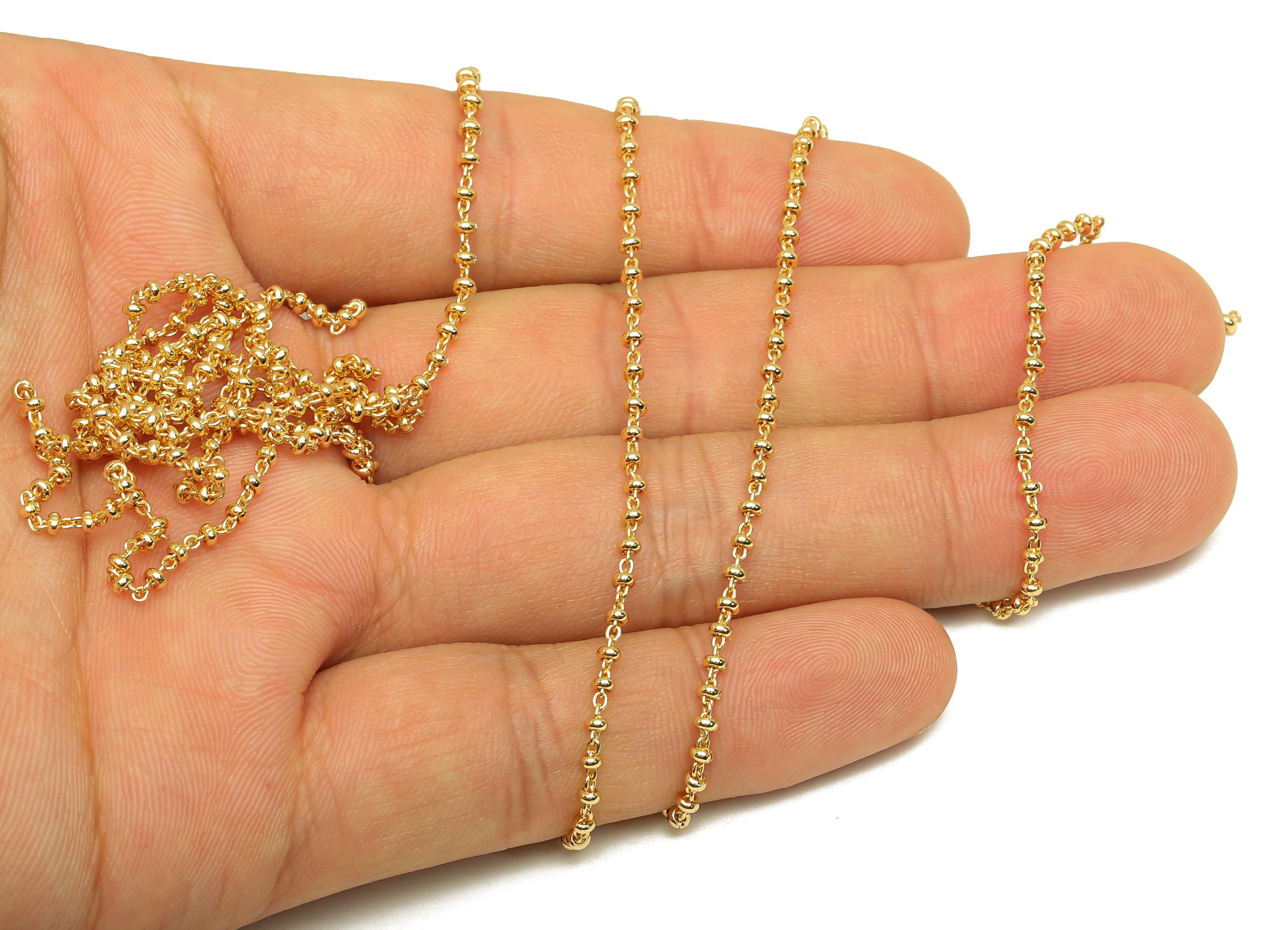 Brass Ball Beaded Satellite Chain - Brass Handmade Cable Chain - Brass Handmade Cable Chain - Handmade Chain - 18K Real Gold Plated -RGP7294 - DOMEDBAZAAR