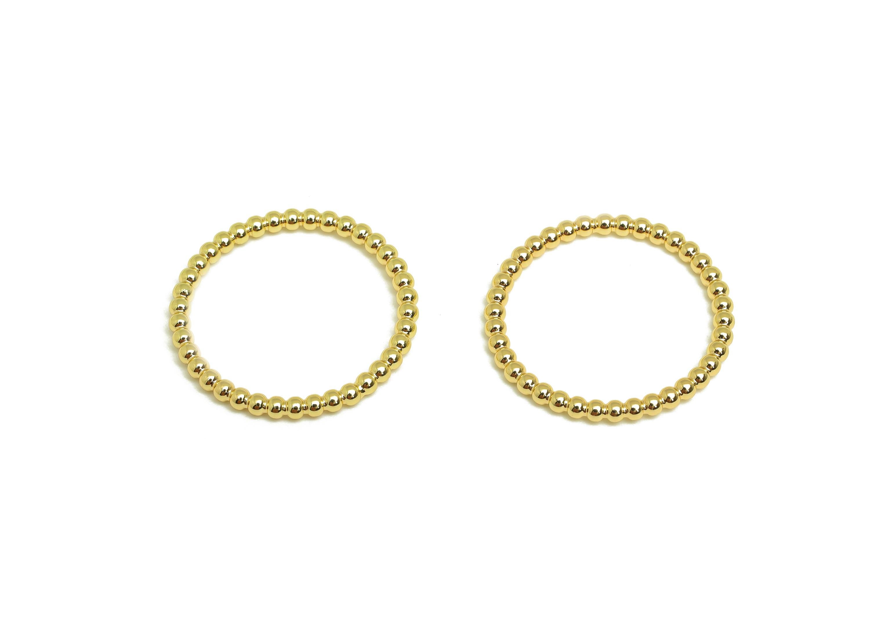 19mm Ball Wire Chian Ring - Dainty Beaded Band - Brass Solid Gold Thin Ring - Beaded Ring - 18K Real Gold Plating - 23x23x1.77mm - RGP7899 - DOMEDBAZAAR