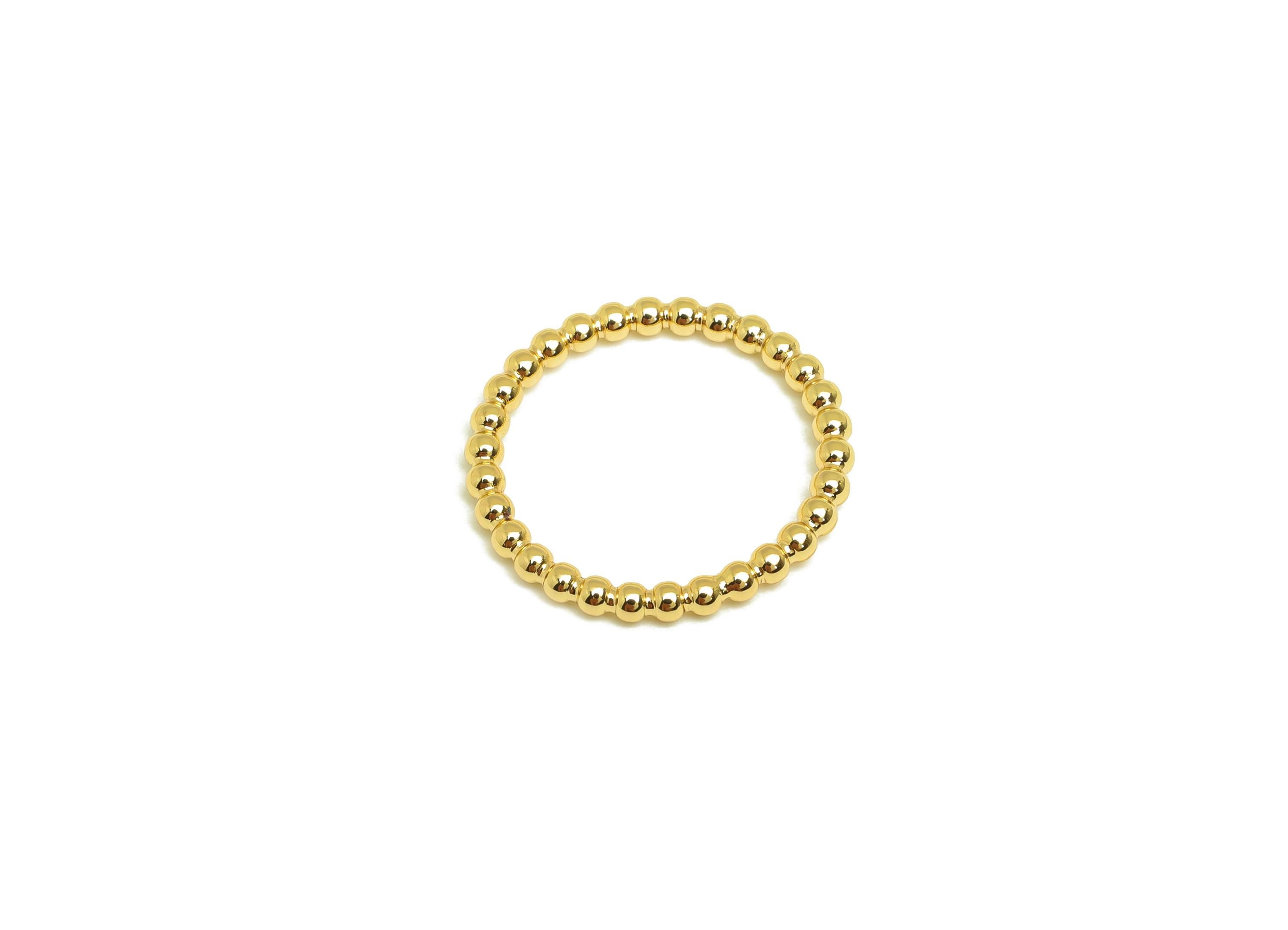 15mm Ball Wire Chian Ring - Dainty Beaded Band - Brass Solid Gold Thin Ring - Beaded Ring - 18K Real Gold Plating - 19x19x1.73mm - RGP7895 - DOMEDBAZAAR