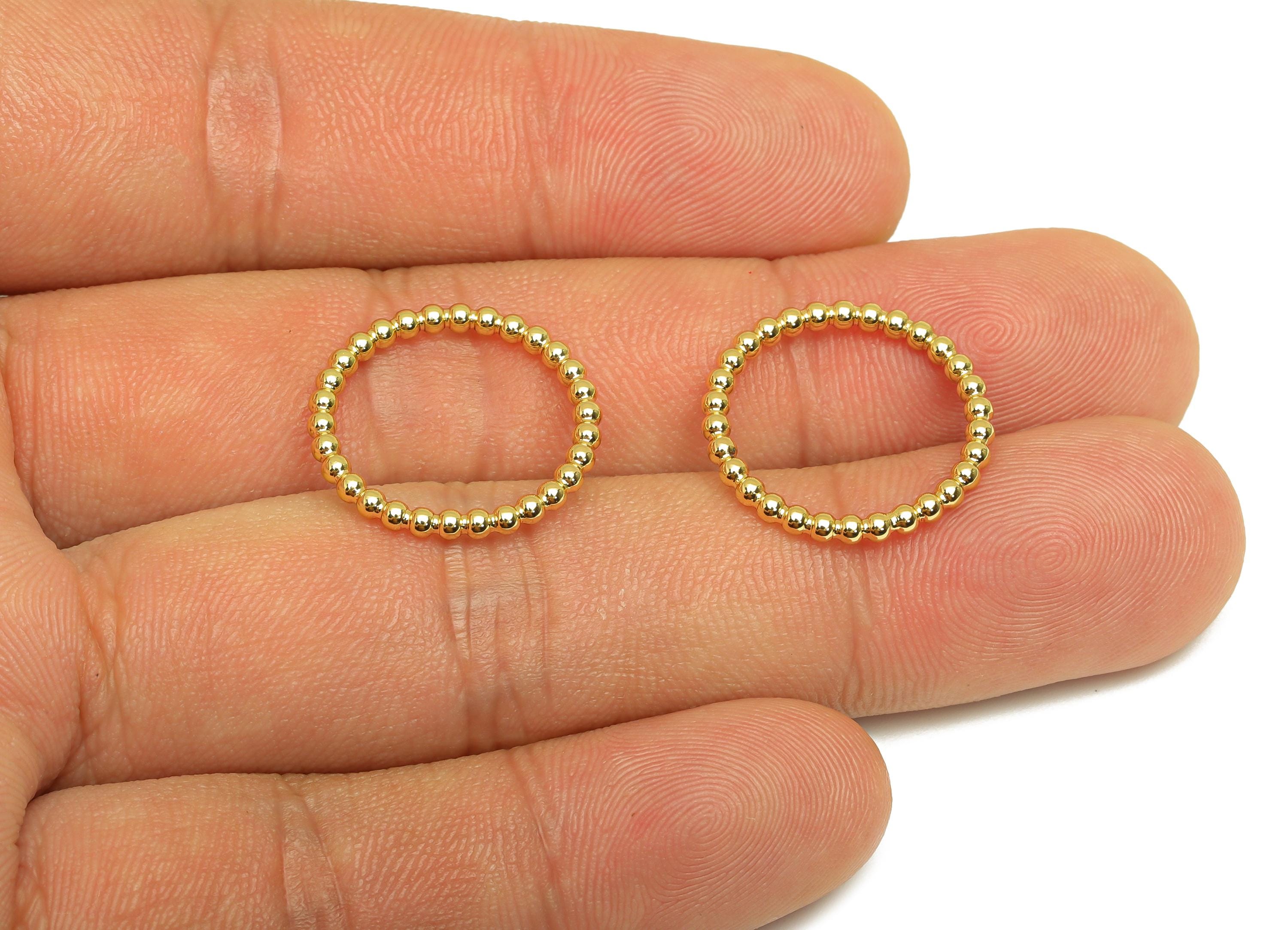 15mm Ball Wire Chian Ring - Dainty Beaded Band - Brass Solid Gold Thin Ring - Beaded Ring - 18K Real Gold Plating - 19x19x1.73mm - RGP7895 - DOMEDBAZAAR