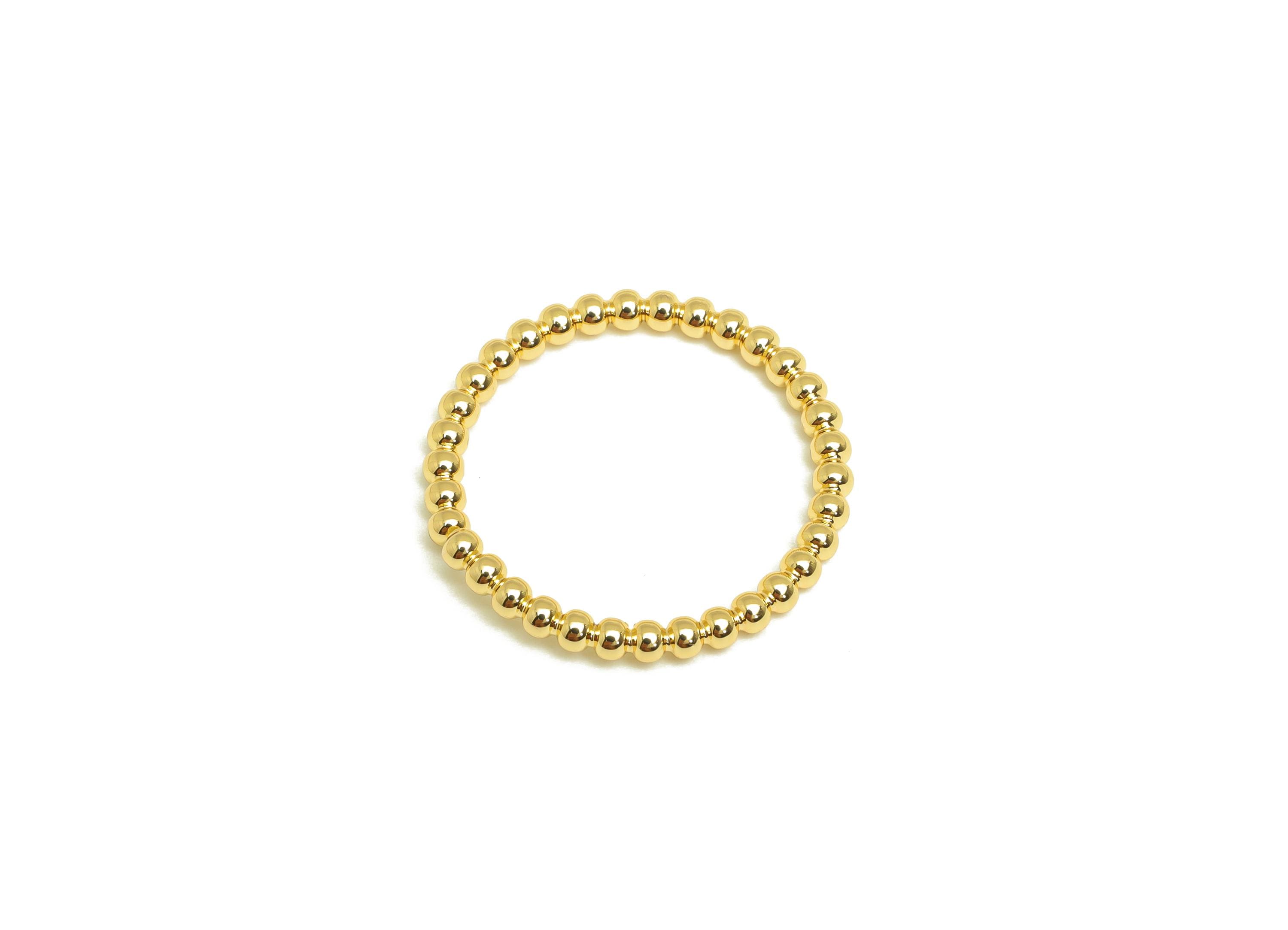 17mm Ball Wire Chian Ring - Dainty Beaded Band - Brass Solid Gold Thin Ring - Beaded Ring - 18K Real Gold Plating - 21x21x1.8mm - RGP7897 - DOMEDBAZAAR