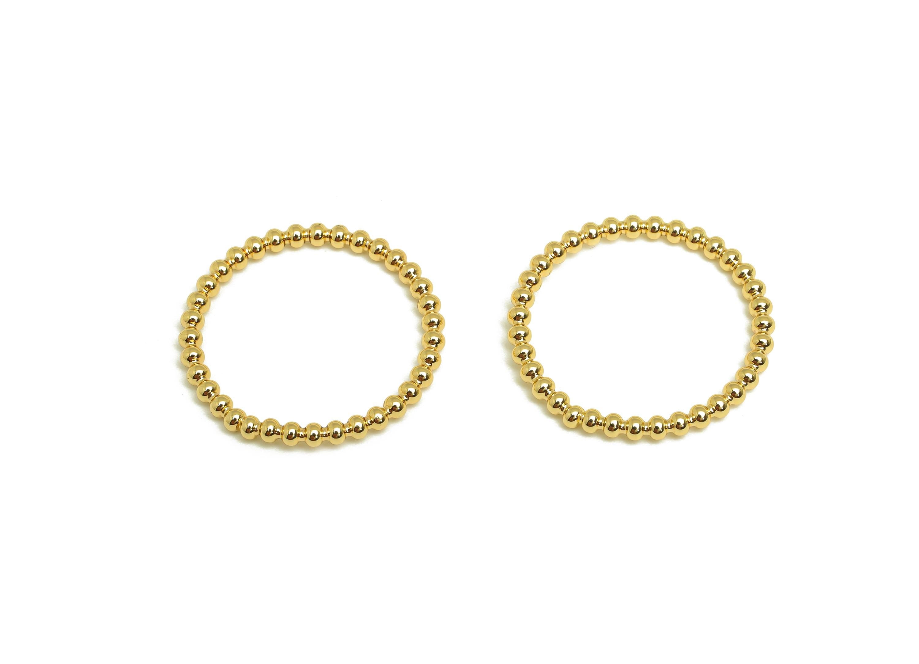 18mm Ball Wire Chian Ring - Dainty Beaded Band - Brass Solid Gold Thin Ring - Beaded Ring - 18K Real Gold Plating - 22x22x1.75mm - RGP7898 - DOMEDBAZAAR