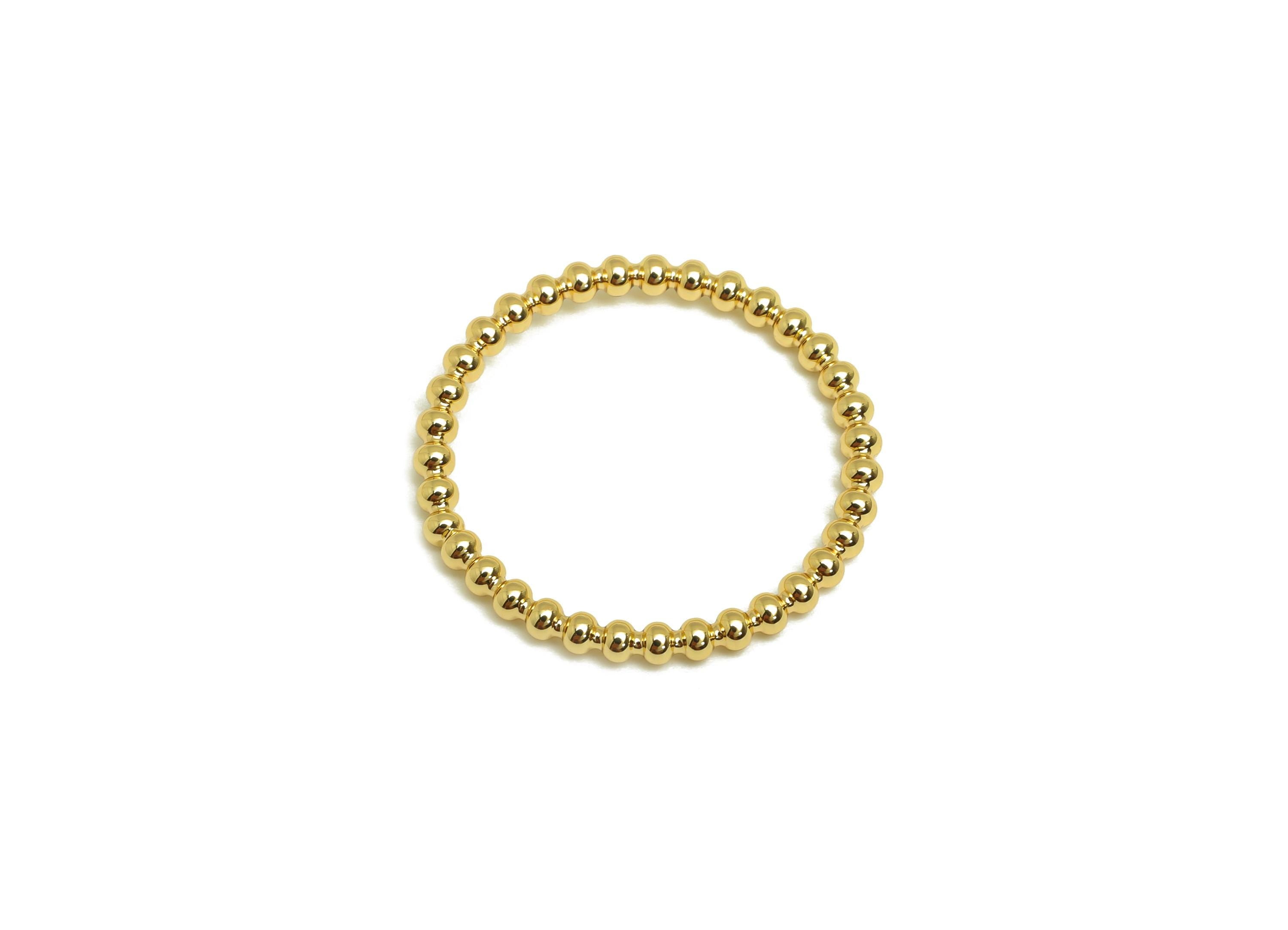 18mm Ball Wire Chian Ring - Dainty Beaded Band - Brass Solid Gold Thin Ring - Beaded Ring - 18K Real Gold Plating - 22x22x1.75mm - RGP7898 - DOMEDBAZAAR