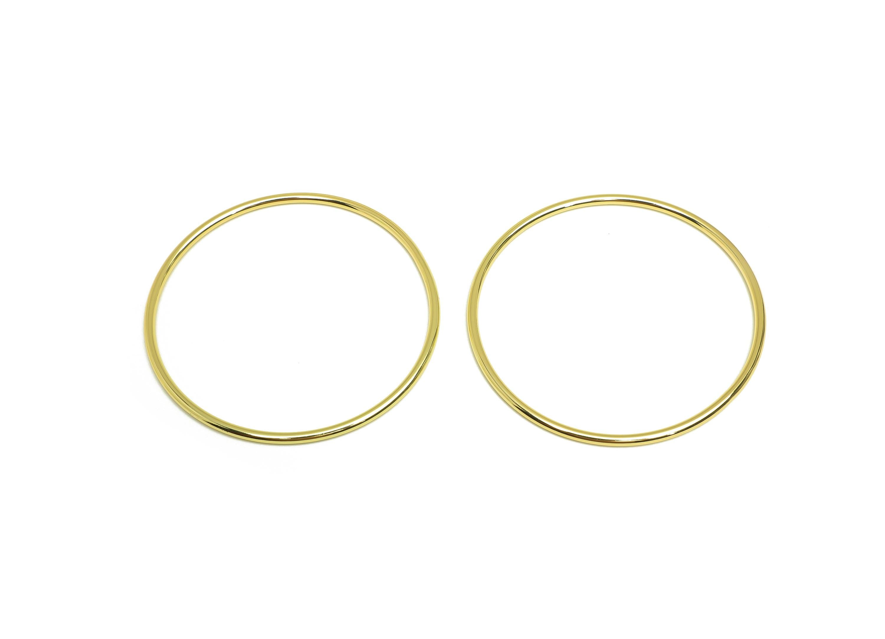 Brass Round Bracelet - Brass Circle Bracelet - Brass Hoop Wire Bracelet - For Bracelet - 18K Real Gold Plating - 69x69x2.3mm - RGP7918 - DOMEDBAZAAR