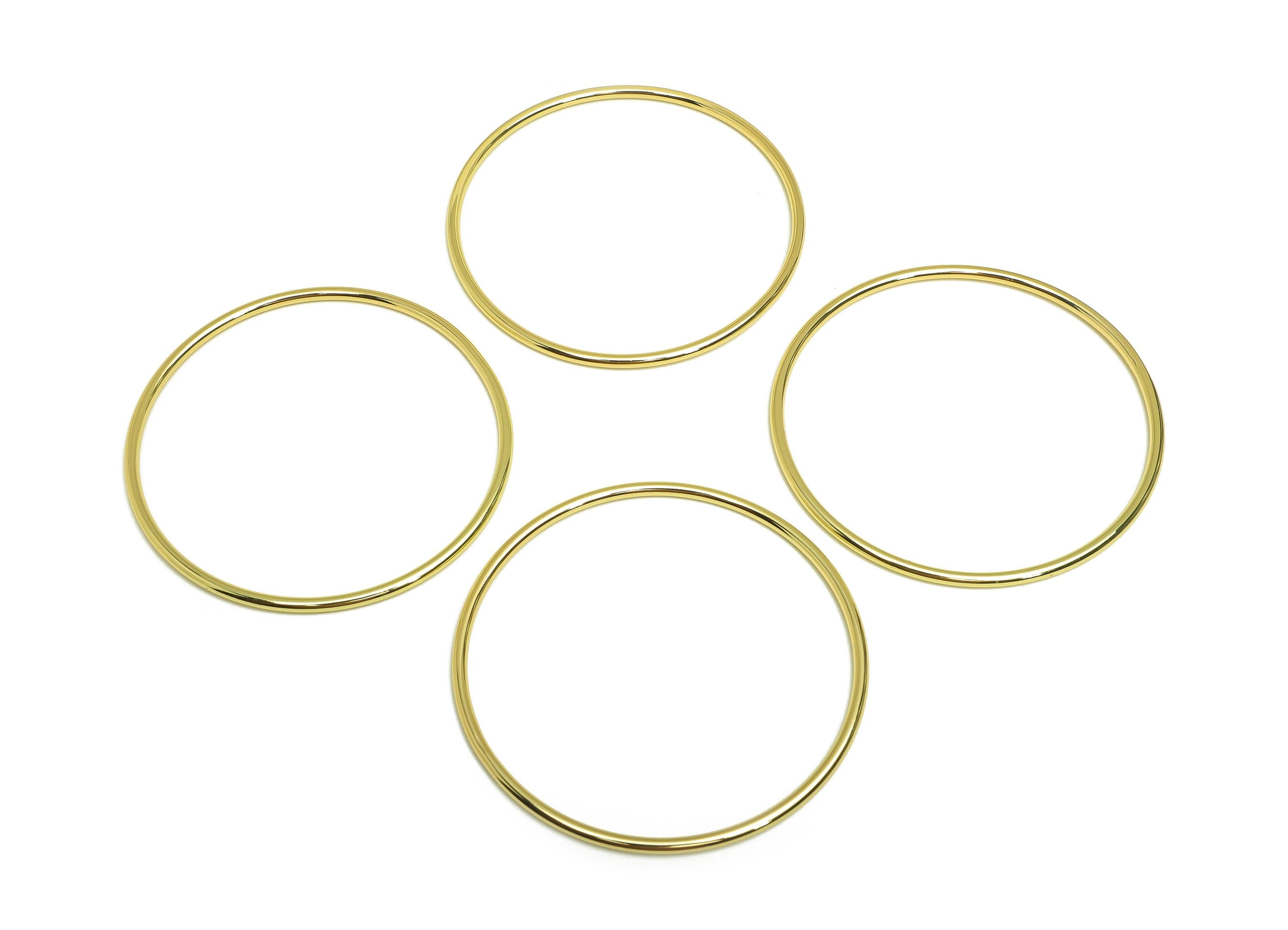 Brass Round Bracelet - Brass Circle Bracelet - Brass Hoop Wire Bracelet - For Bracelet - 18K Real Gold Plating - 69x69x2.3mm - RGP7918 - DOMEDBAZAAR