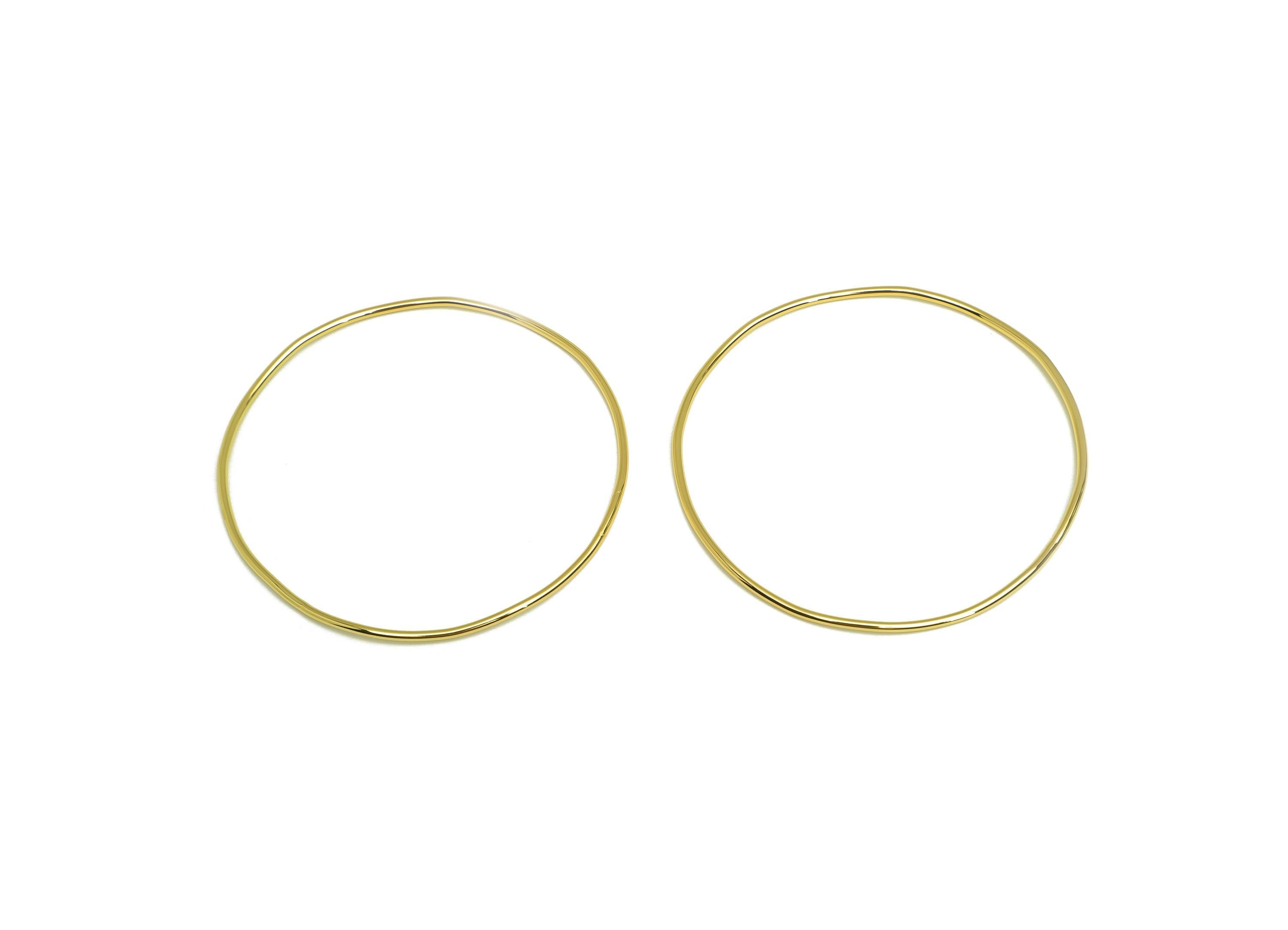 Brass Round Bracelet - Brass Circle Bracelet - Brass Hoop Wire Bracelet - For Bracelet - 18K Real Gold Plating - 62.6x62.6x1.37mm - RGP7919 - DOMEDBAZAAR